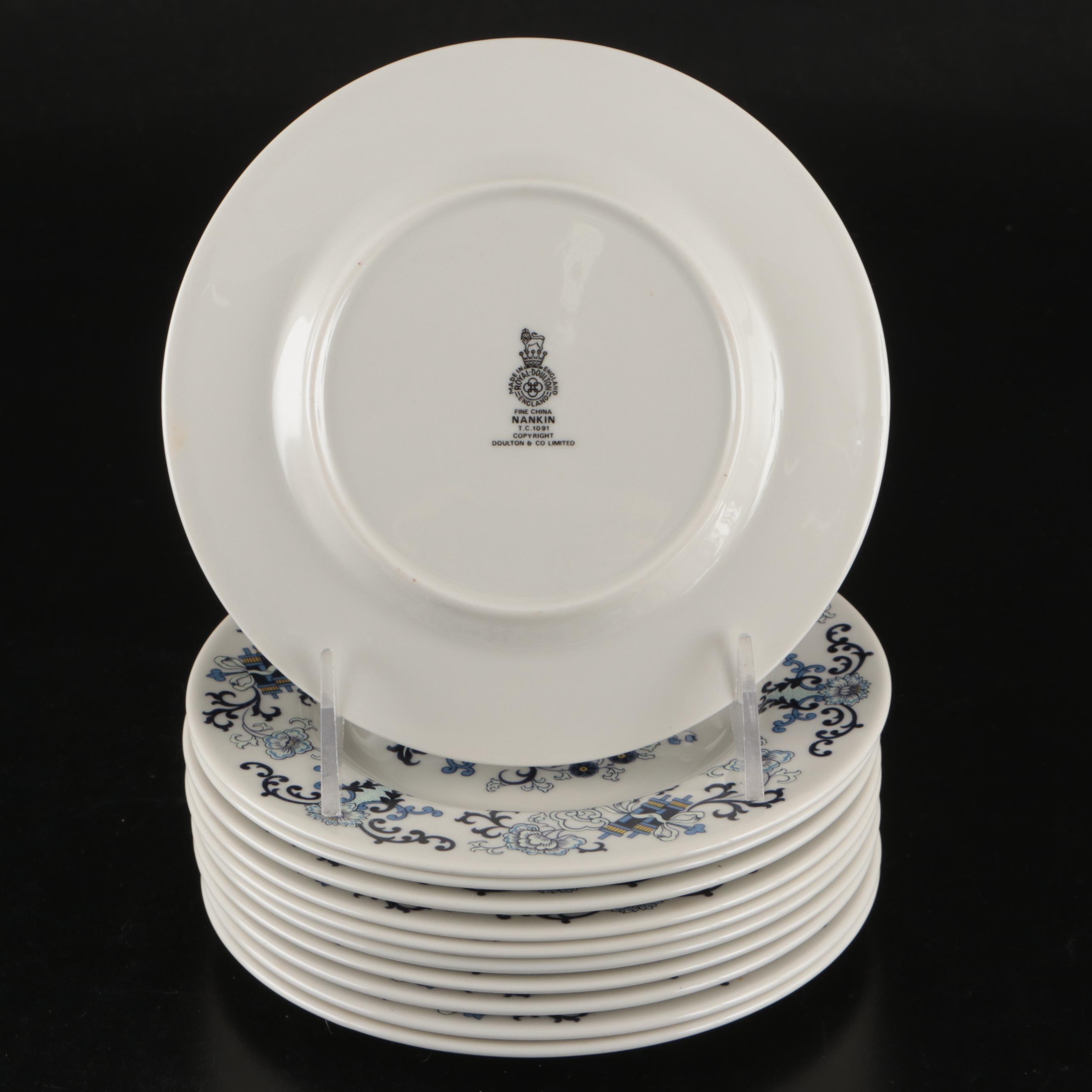 Royal Doulton Porcelain "Nankin" Plates with Val St. Lambert and Other Tableware