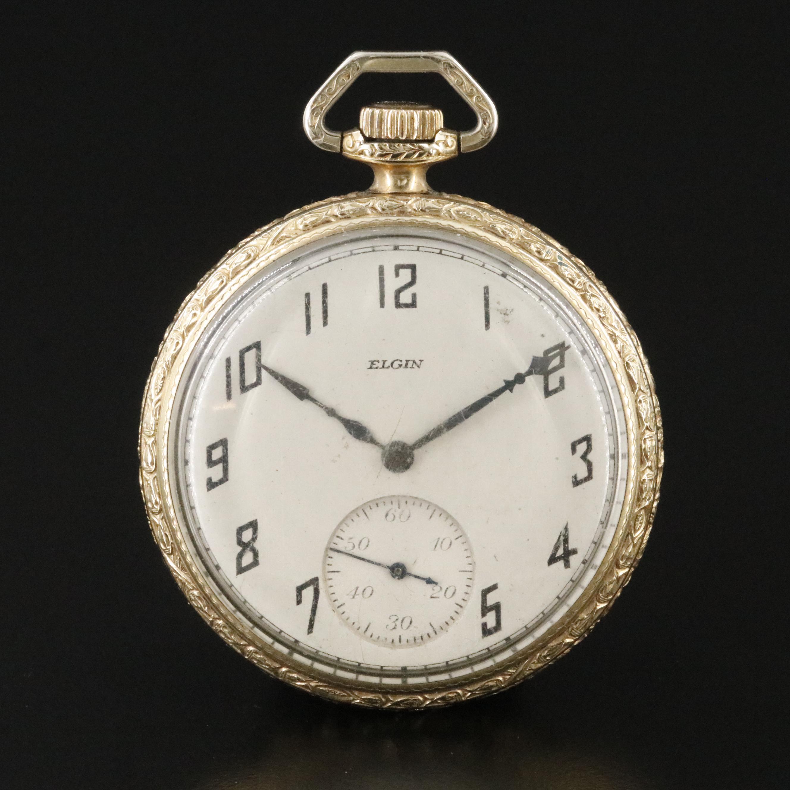 Elgin Art Deco Gold-Filled Pocket Watch