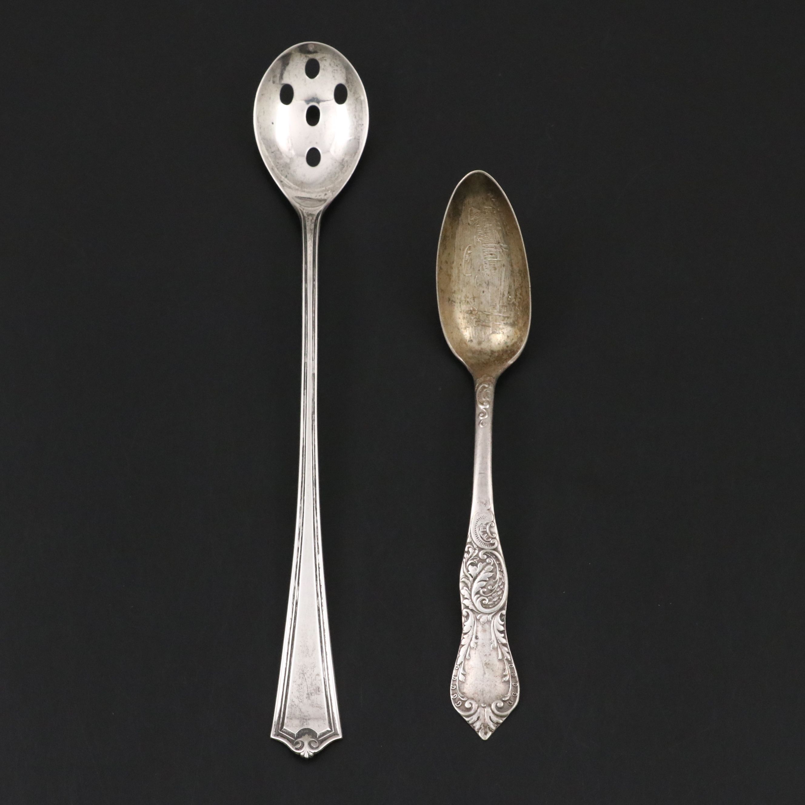 Saart Bros. Sterling Pierced Spoon with Pen Stand and Chicago Expo Souvenir