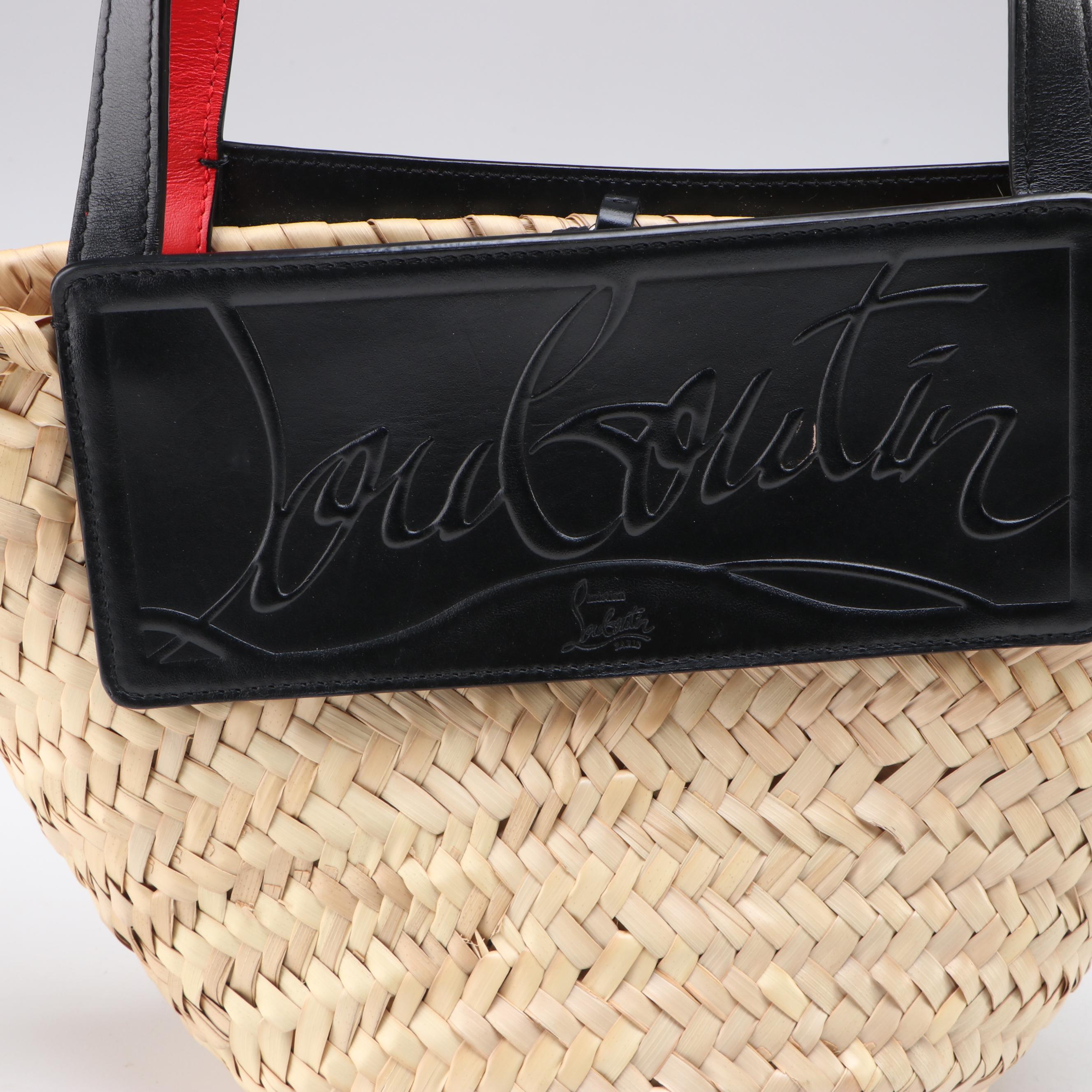 Christian Louboutin Loubishore Woven Straw and Leather Shoulder Bag