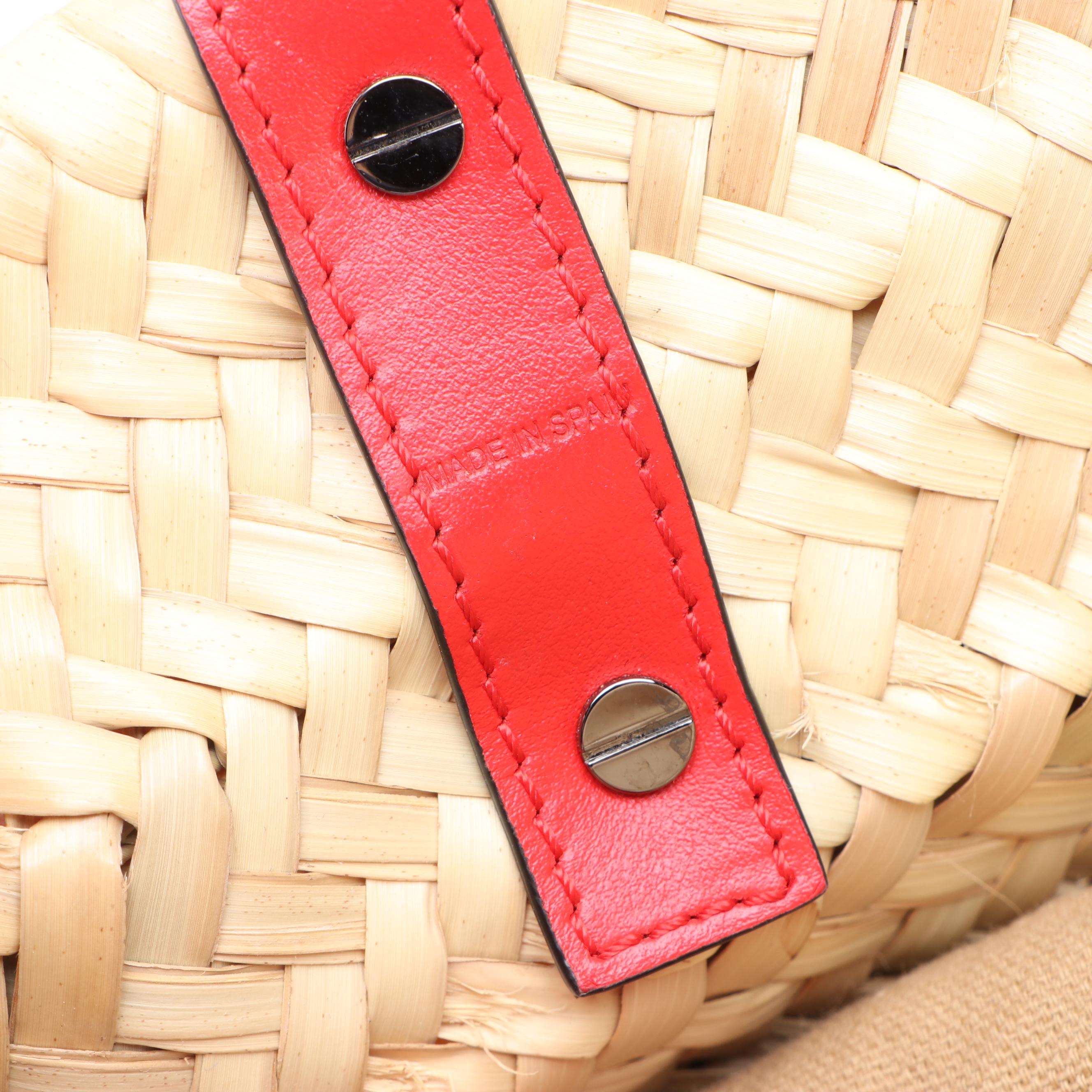 Christian Louboutin Loubishore Woven Straw and Leather Shoulder Bag