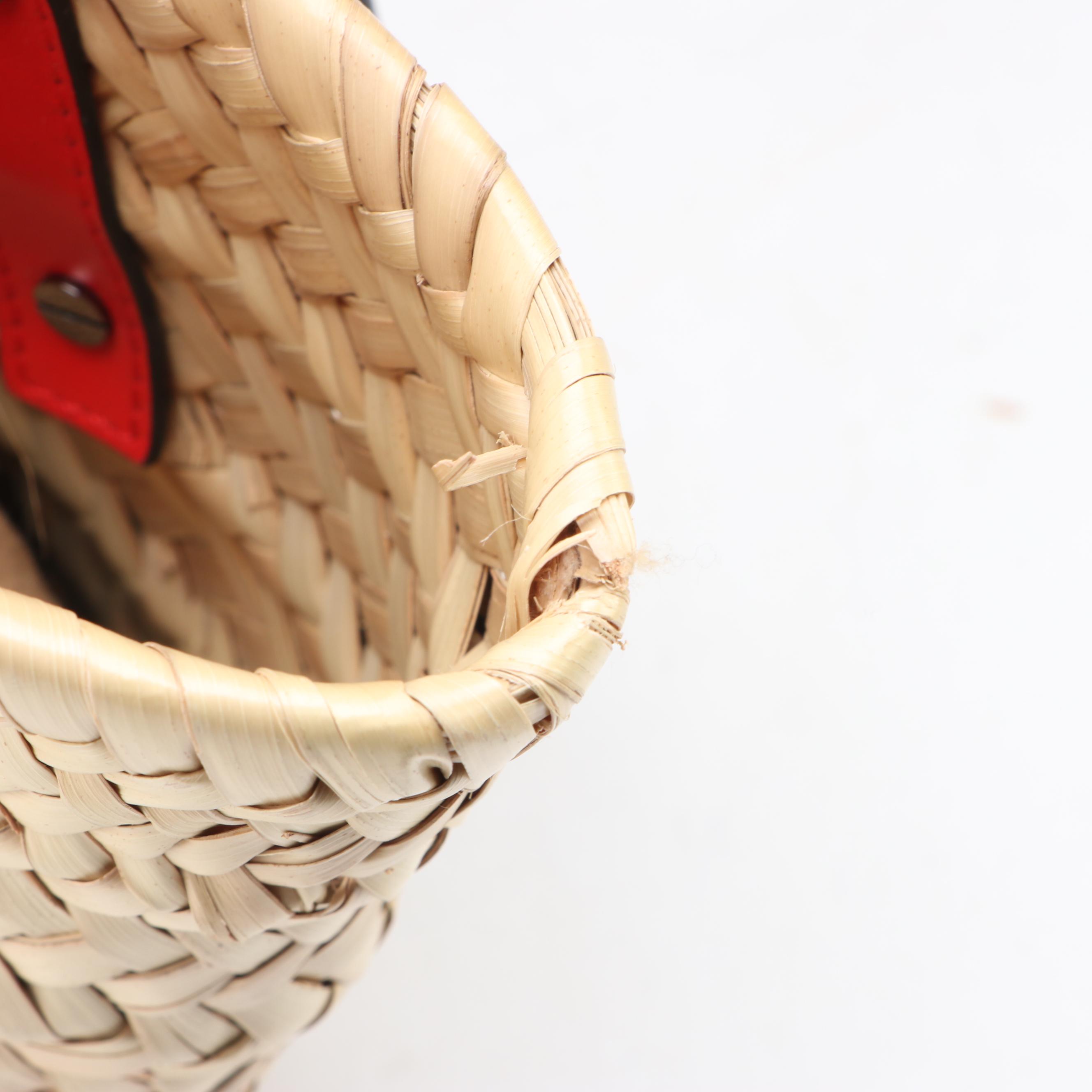 Christian Louboutin Loubishore Woven Straw and Leather Shoulder Bag