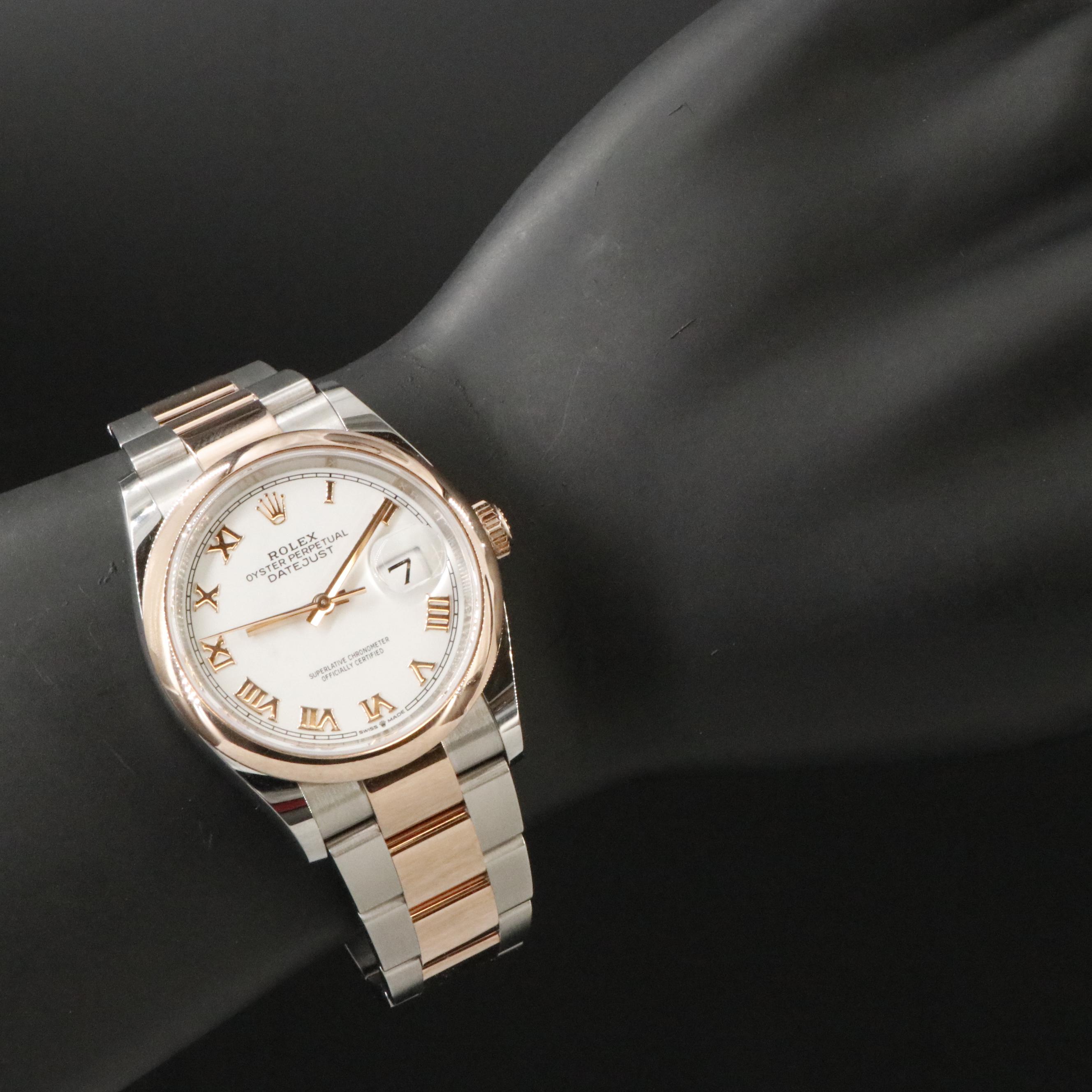 Rolex Datejust Everose Gold Roman White Dial Watch