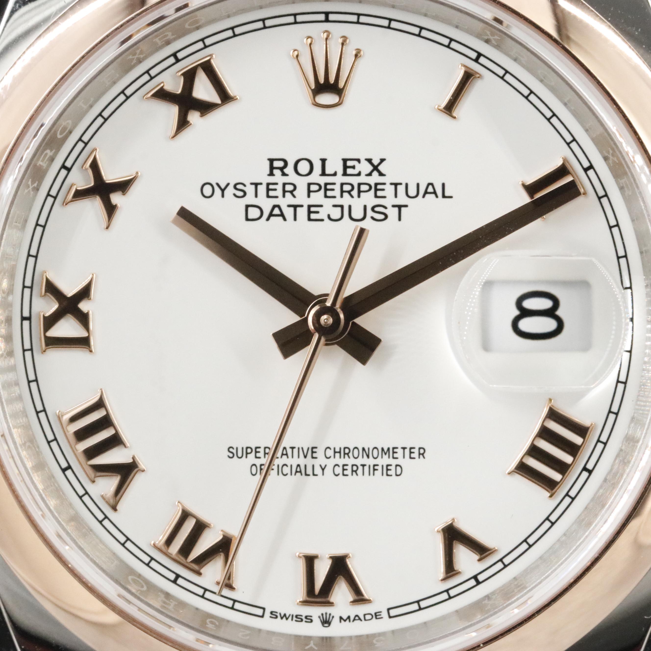Rolex Datejust Everose Gold Roman White Dial Watch