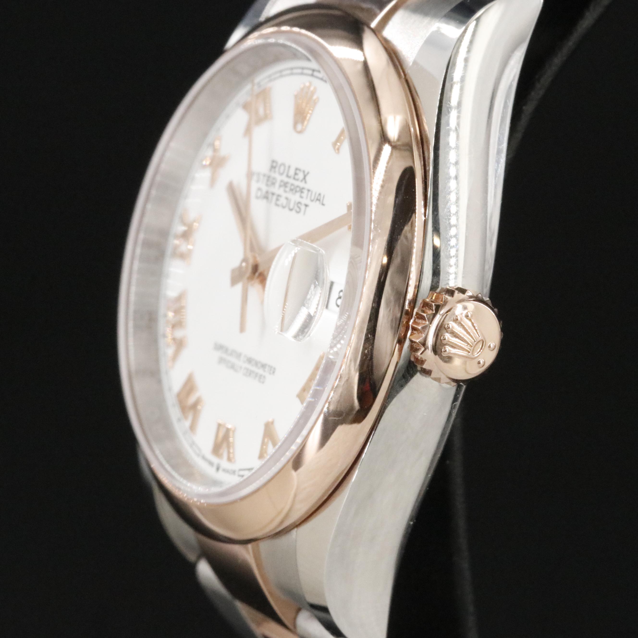 Rolex Datejust Everose Gold Roman White Dial Watch