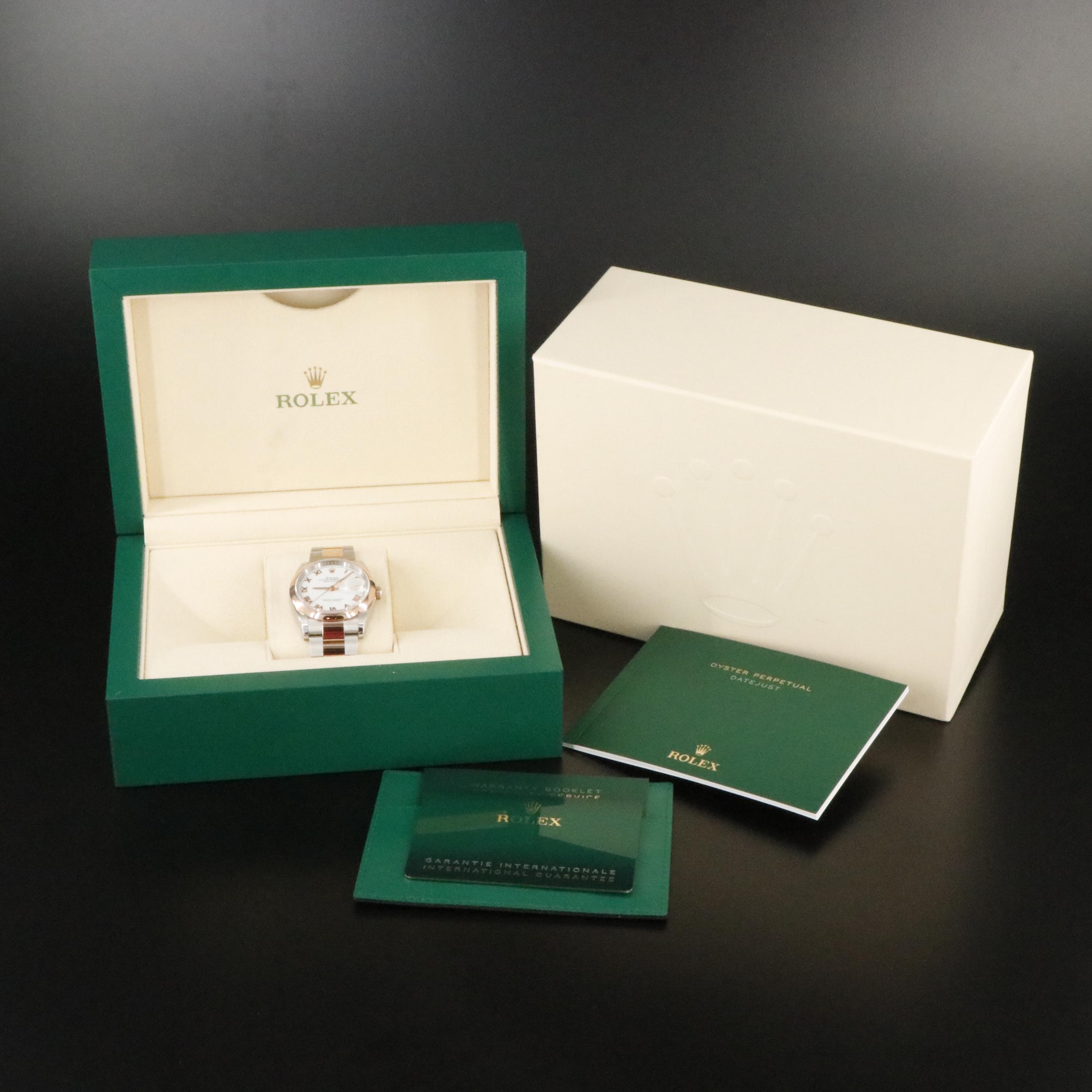 Rolex Datejust Everose Gold Roman White Dial Watch