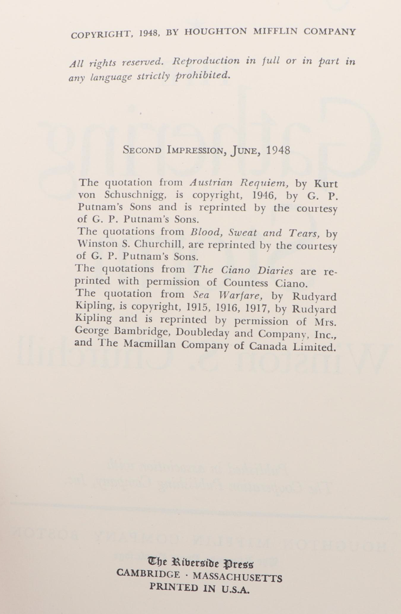 Trade and Book Club Edition "The Second World War" Complete Set by Churchill