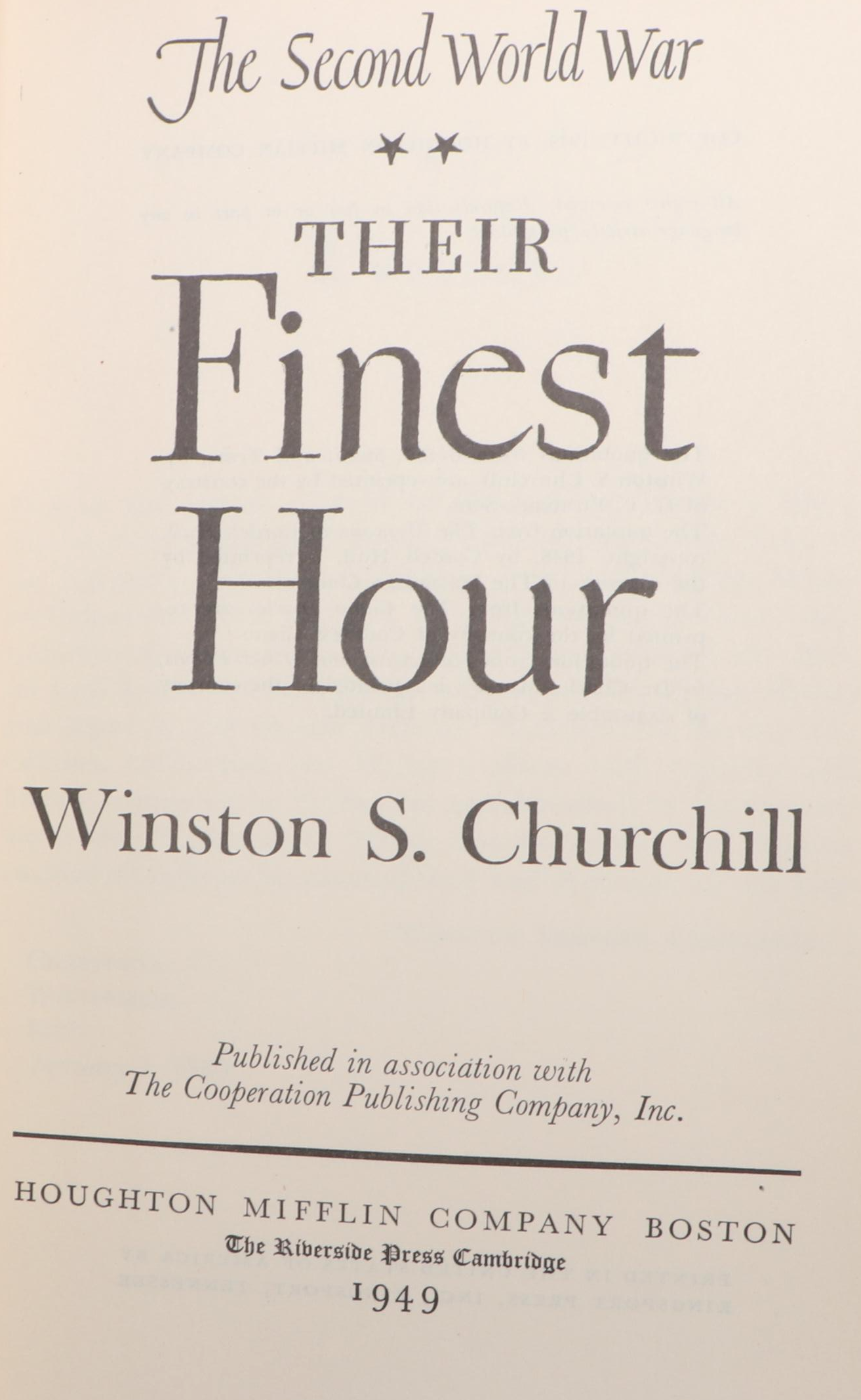 Trade and Book Club Edition "The Second World War" Complete Set by Churchill