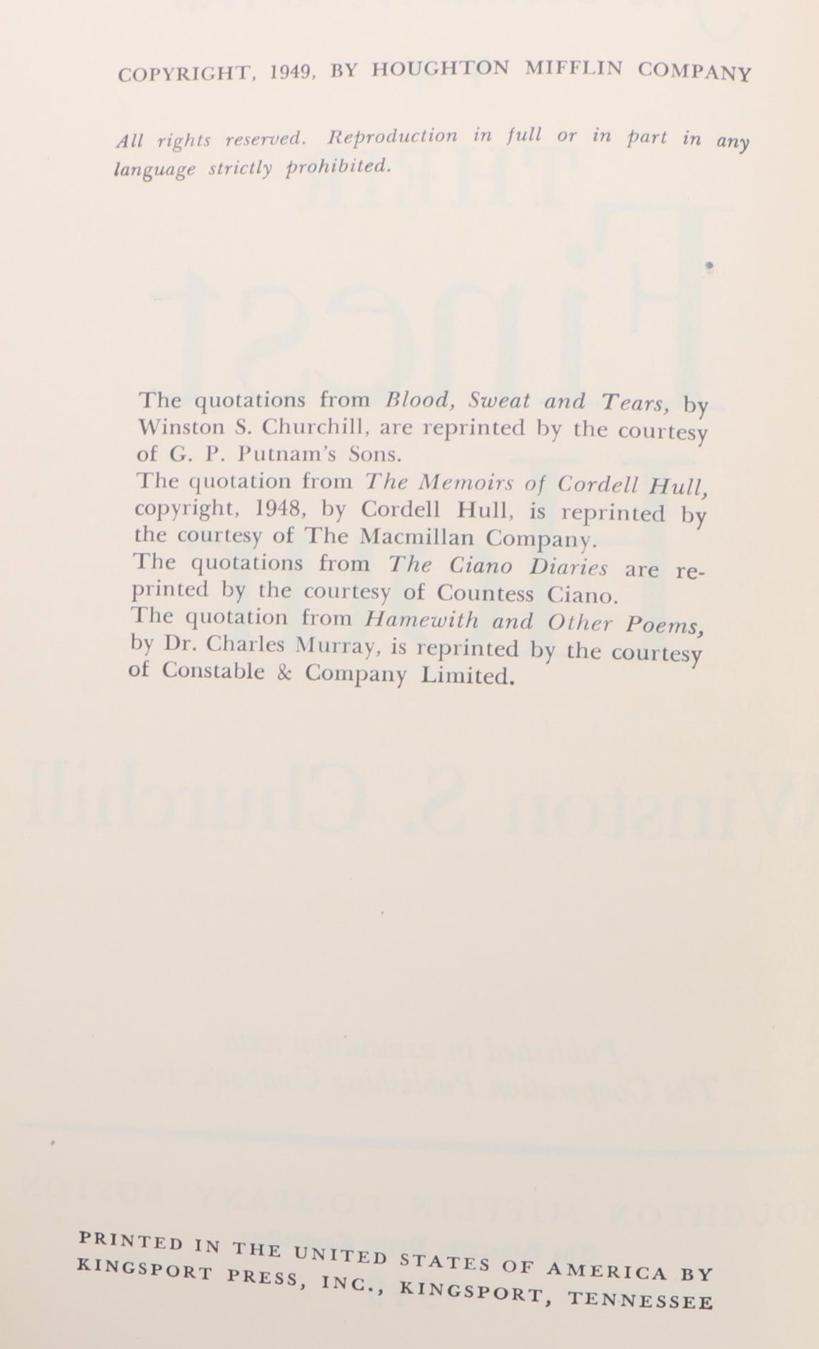 Trade and Book Club Edition "The Second World War" Complete Set by Churchill