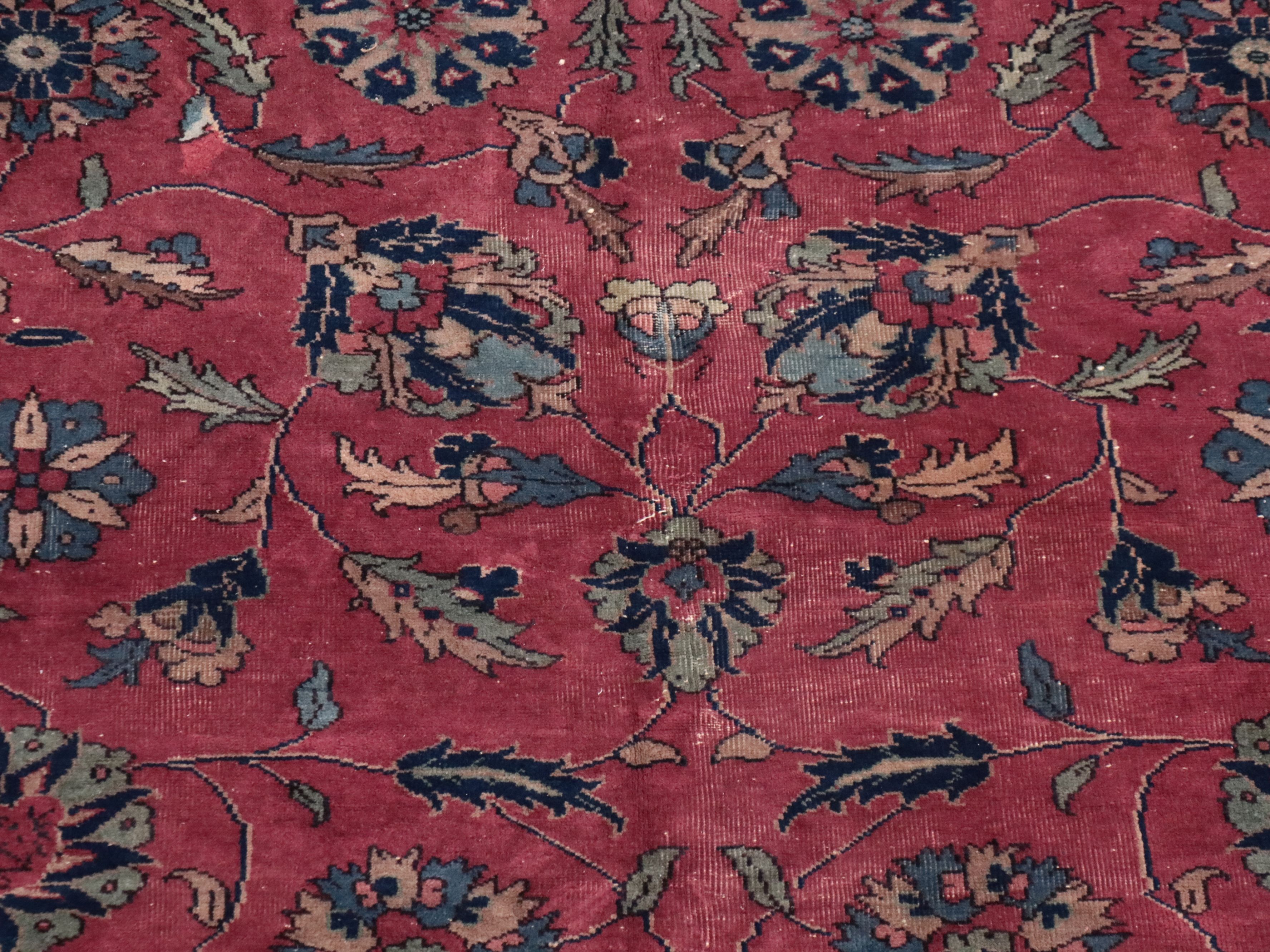 9'11 x 13'9 Hand-Knotted Persian Sarouk Room-Sized Rug, Antique