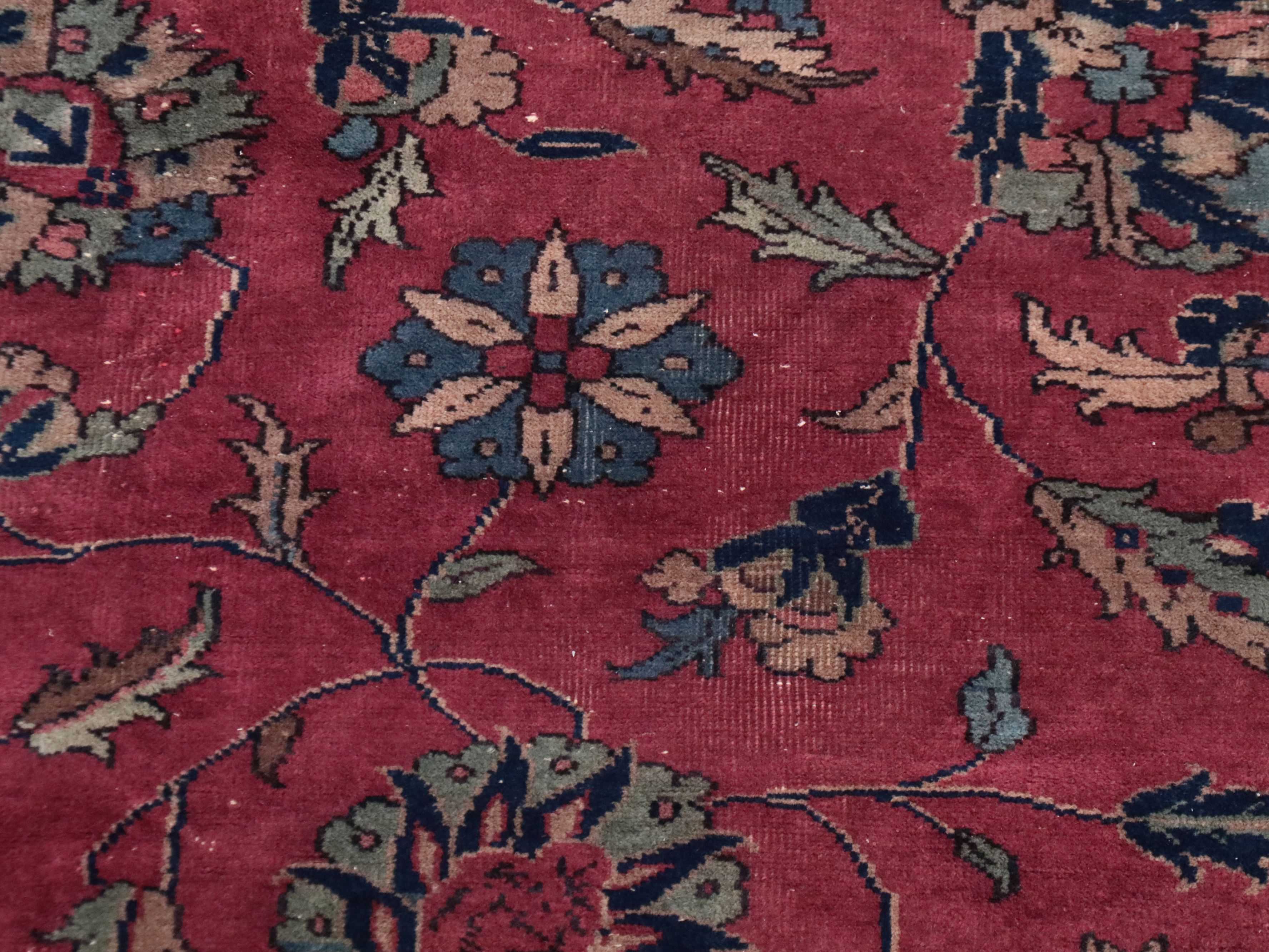 9'11 x 13'9 Hand-Knotted Persian Sarouk Room-Sized Rug, Antique