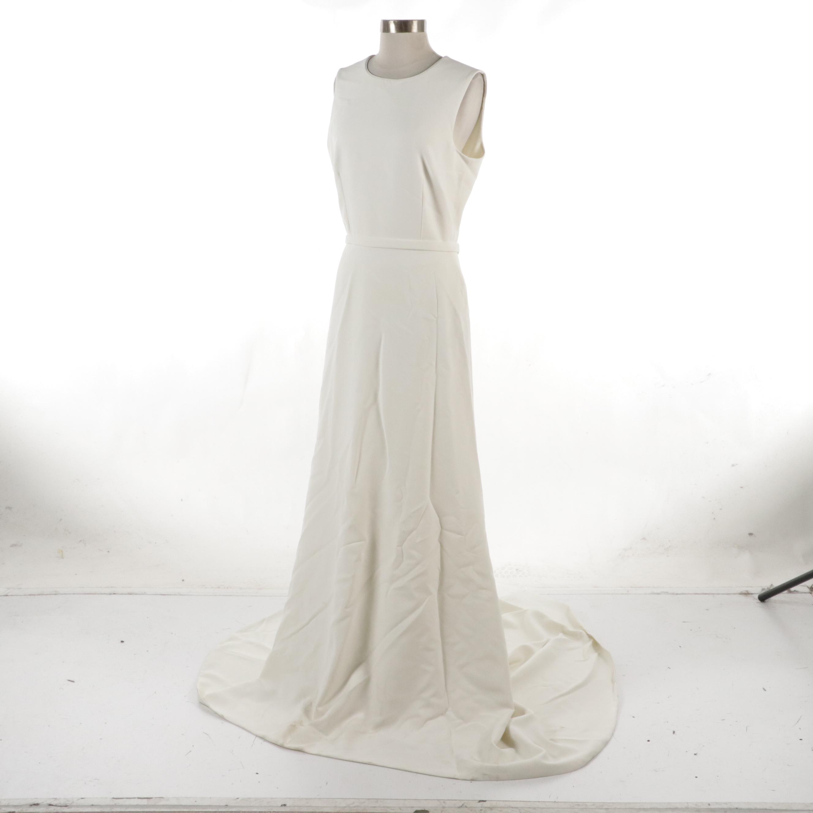 Sophie et Voilà "Bhristy" Bridal Gown and Long Cape in Ivory Double Crepe