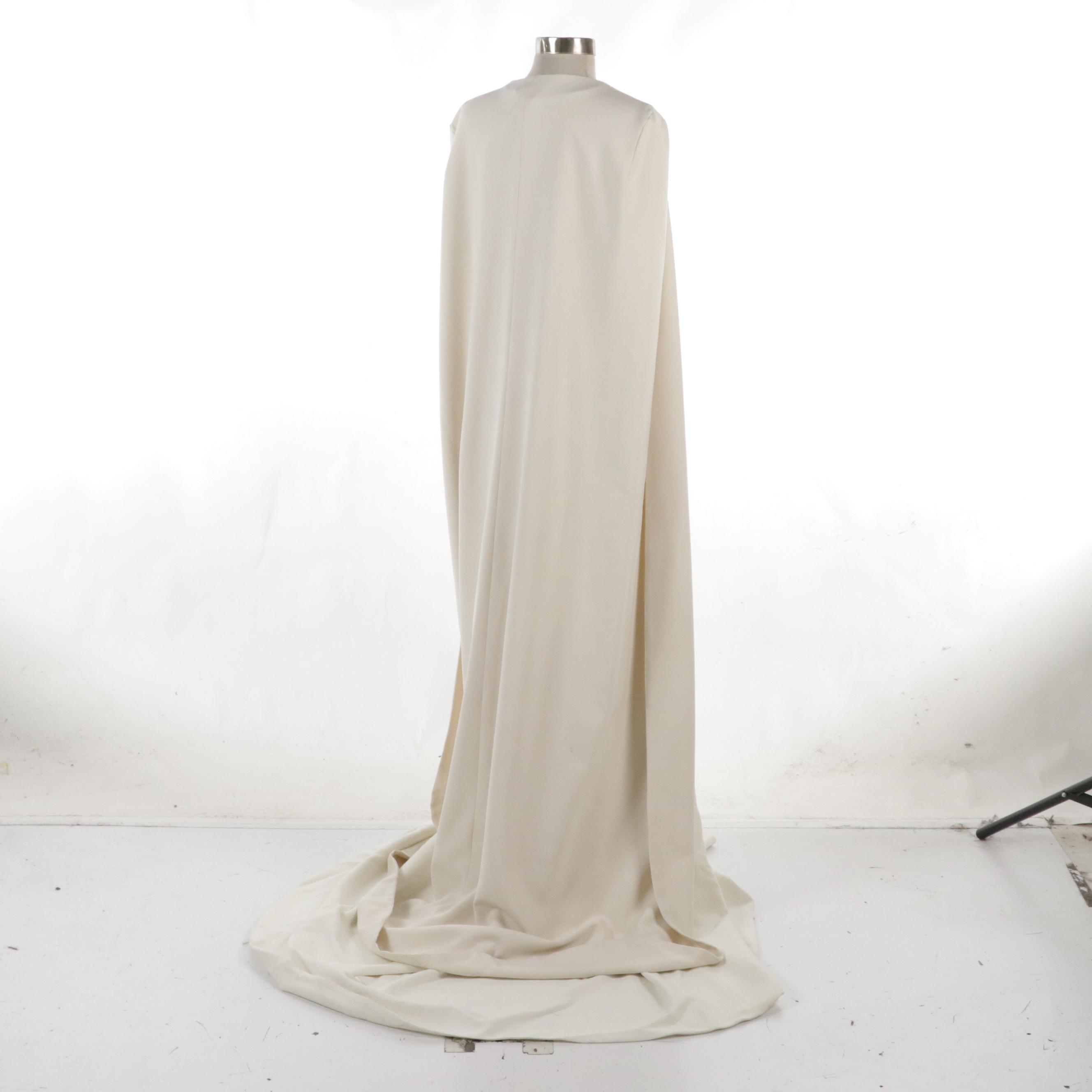 Sophie et Voilà "Bhristy" Bridal Gown and Long Cape in Ivory Double Crepe