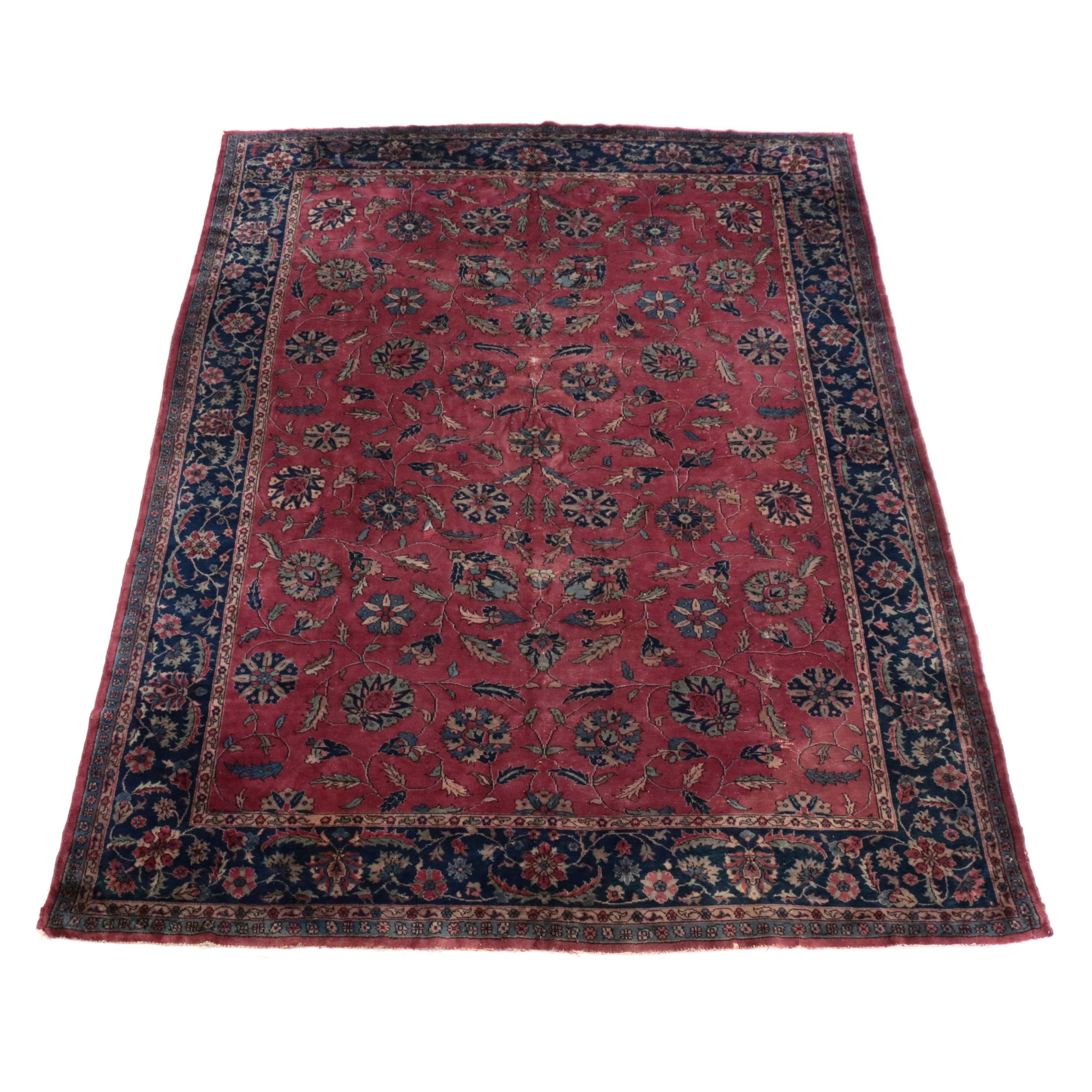 9'11 x 13'9 Hand-Knotted Persian Sarouk Room-Sized Rug, Antique
