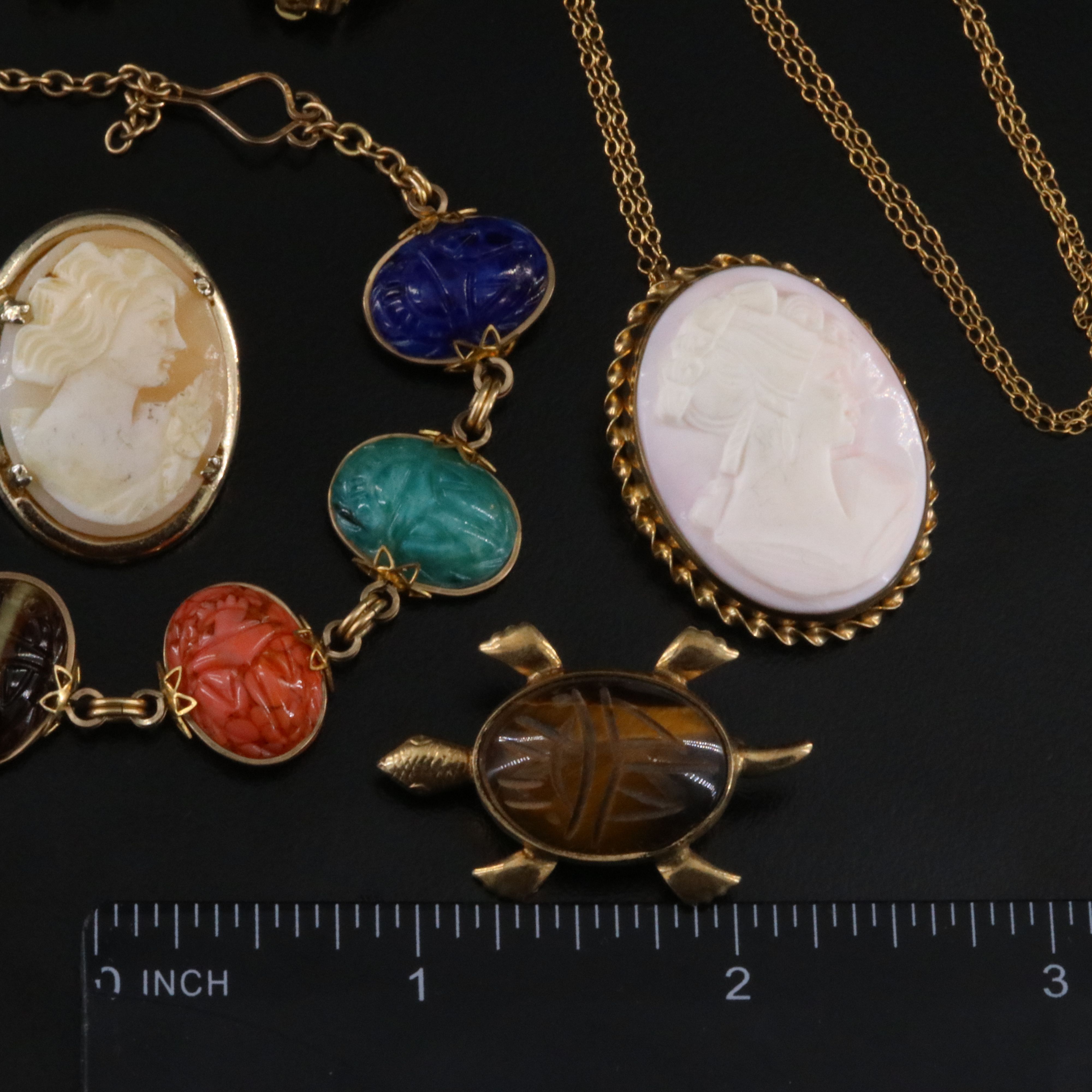 Whiting and Davis, Cameos and Scarabs Featured in Vintage Jewelry