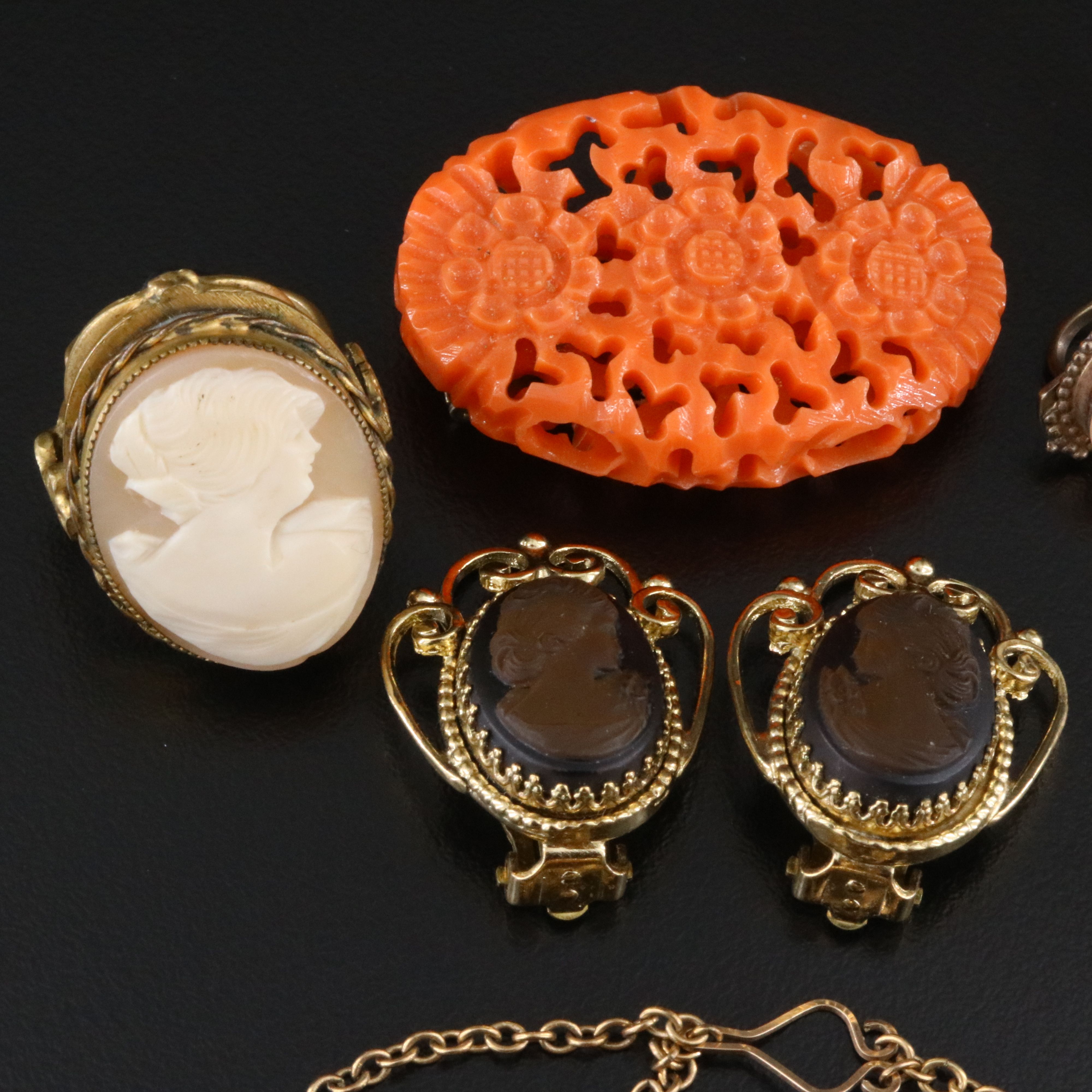 Whiting and Davis, Cameos and Scarabs Featured in Vintage Jewelry