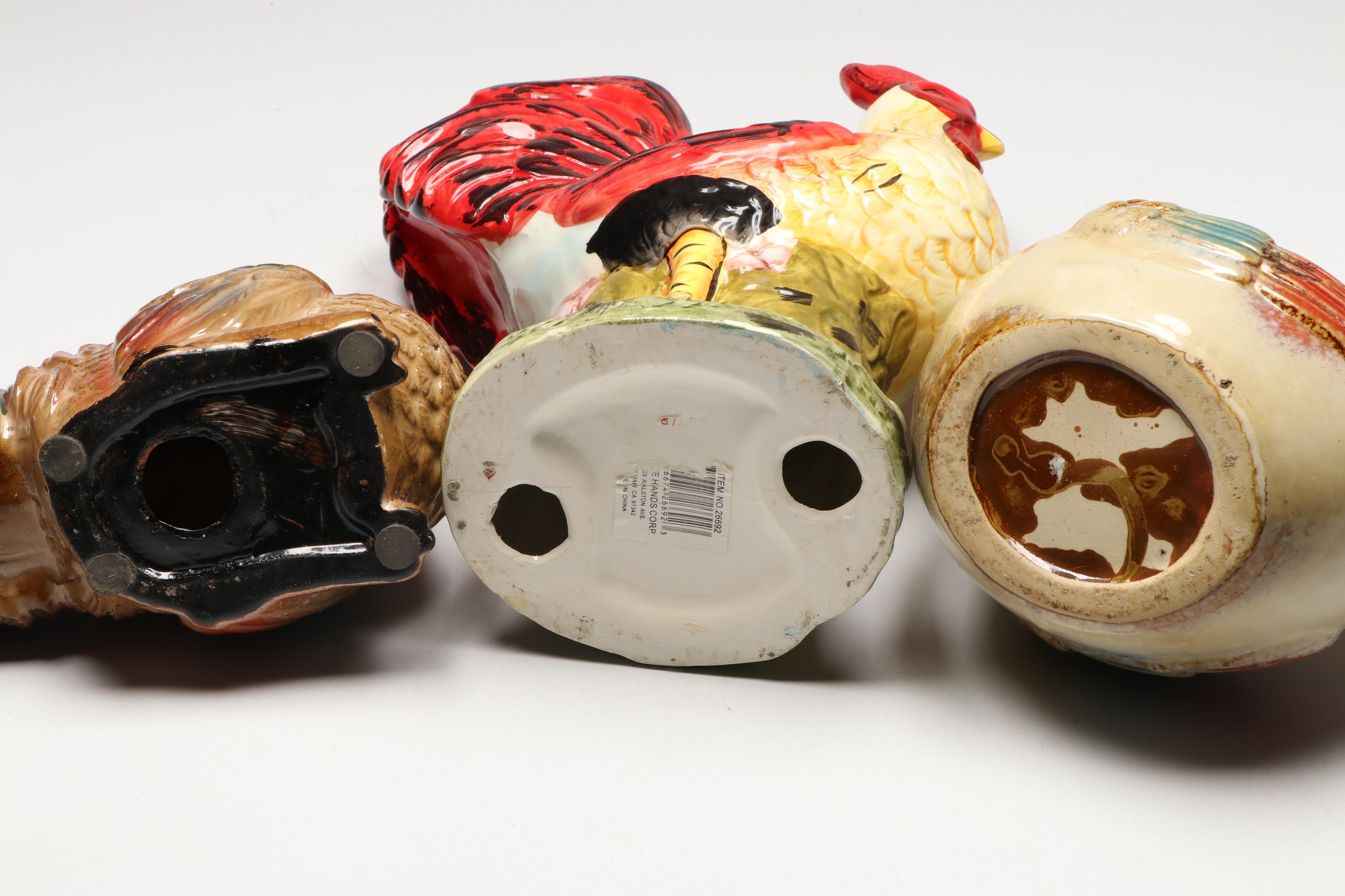 Ceramic Roosters with Artimino Ironstone Rectangular Bowl