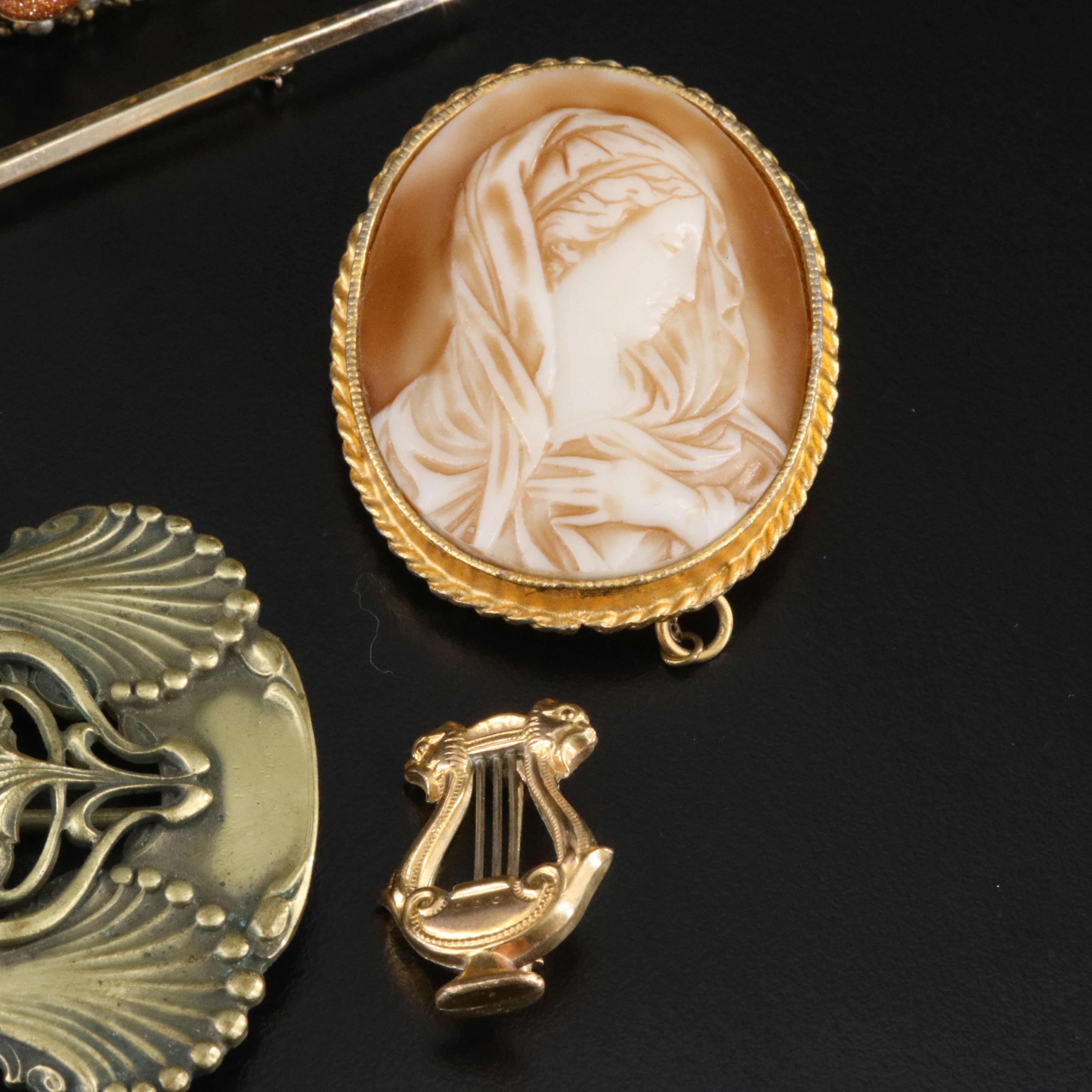 Art Nouveau Sash Pin, Sterling and Coral Featured in Vintage Jewelry