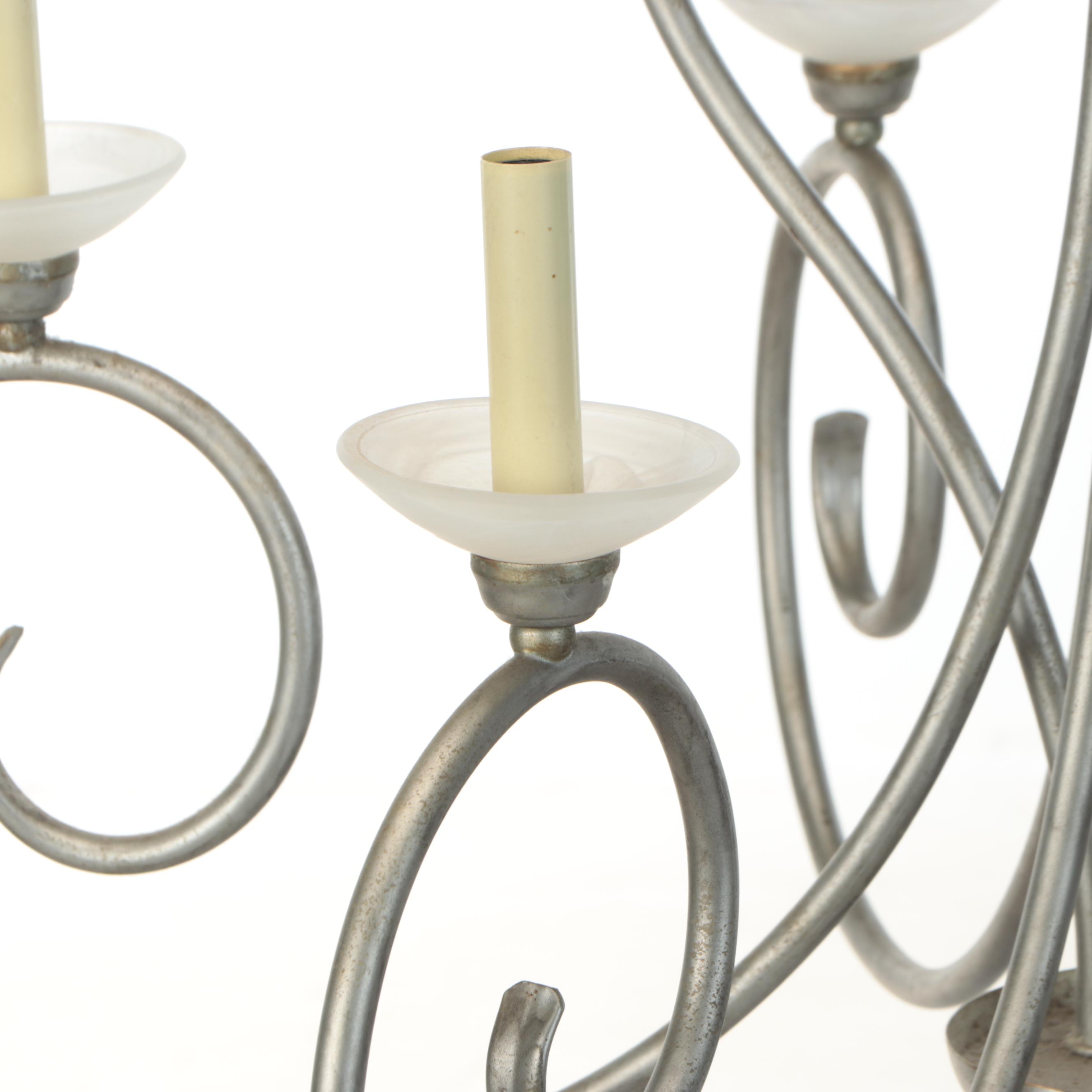 Brushed Pewter Finish Wrought Metal Contemporary Chandelier