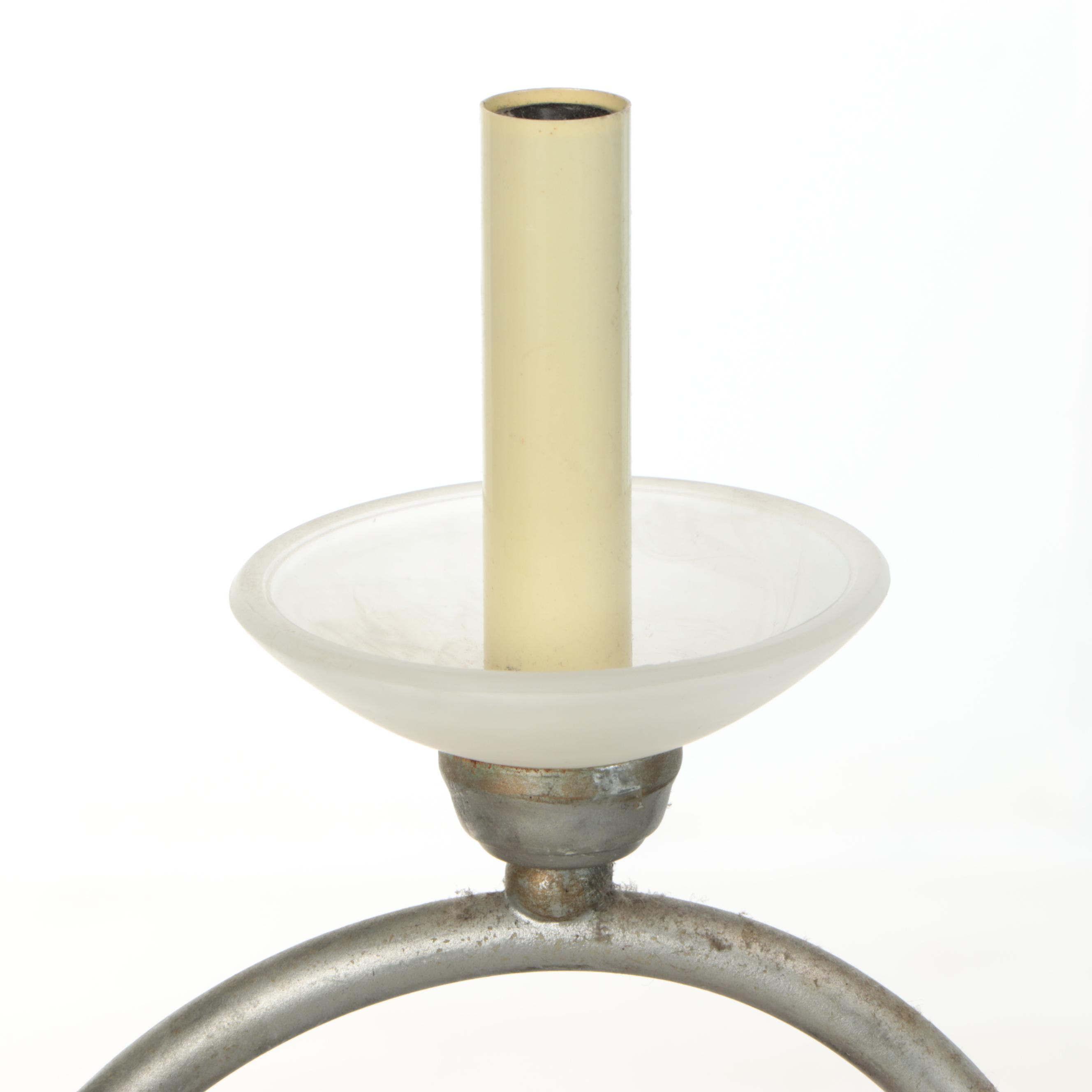 Brushed Pewter Finish Wrought Metal Contemporary Chandelier