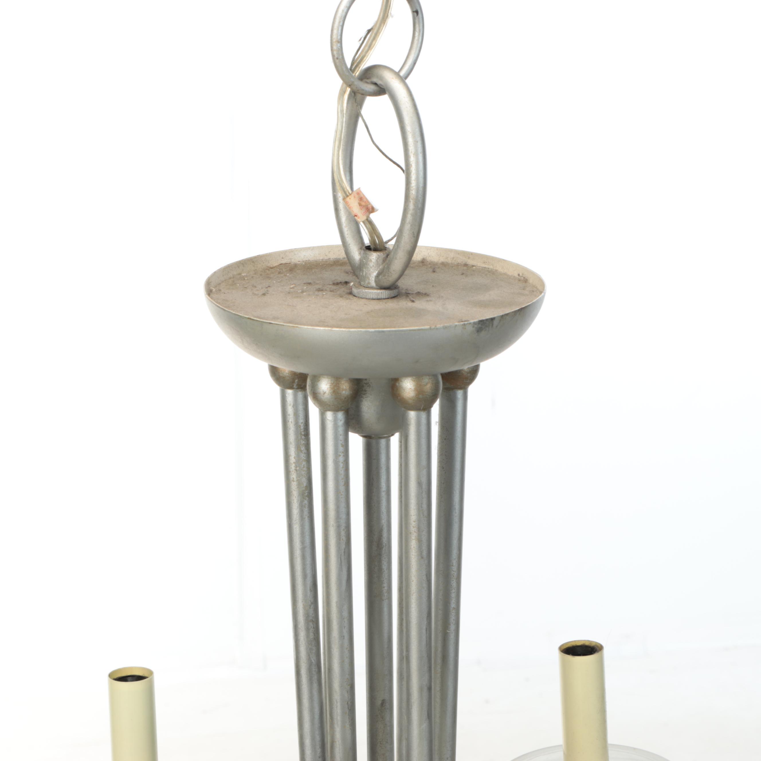 Brushed Pewter Finish Wrought Metal Contemporary Chandelier