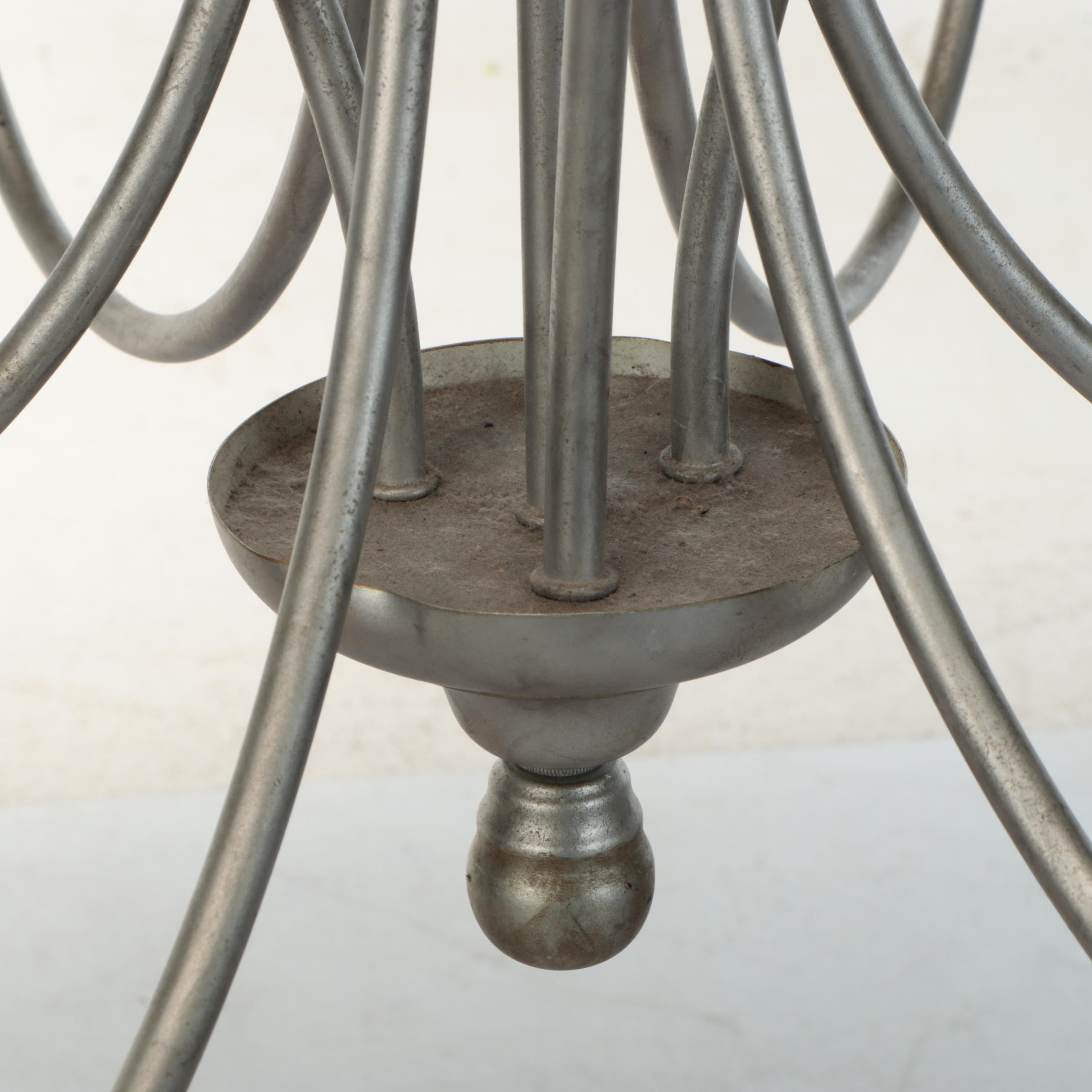 Brushed Pewter Finish Wrought Metal Contemporary Chandelier