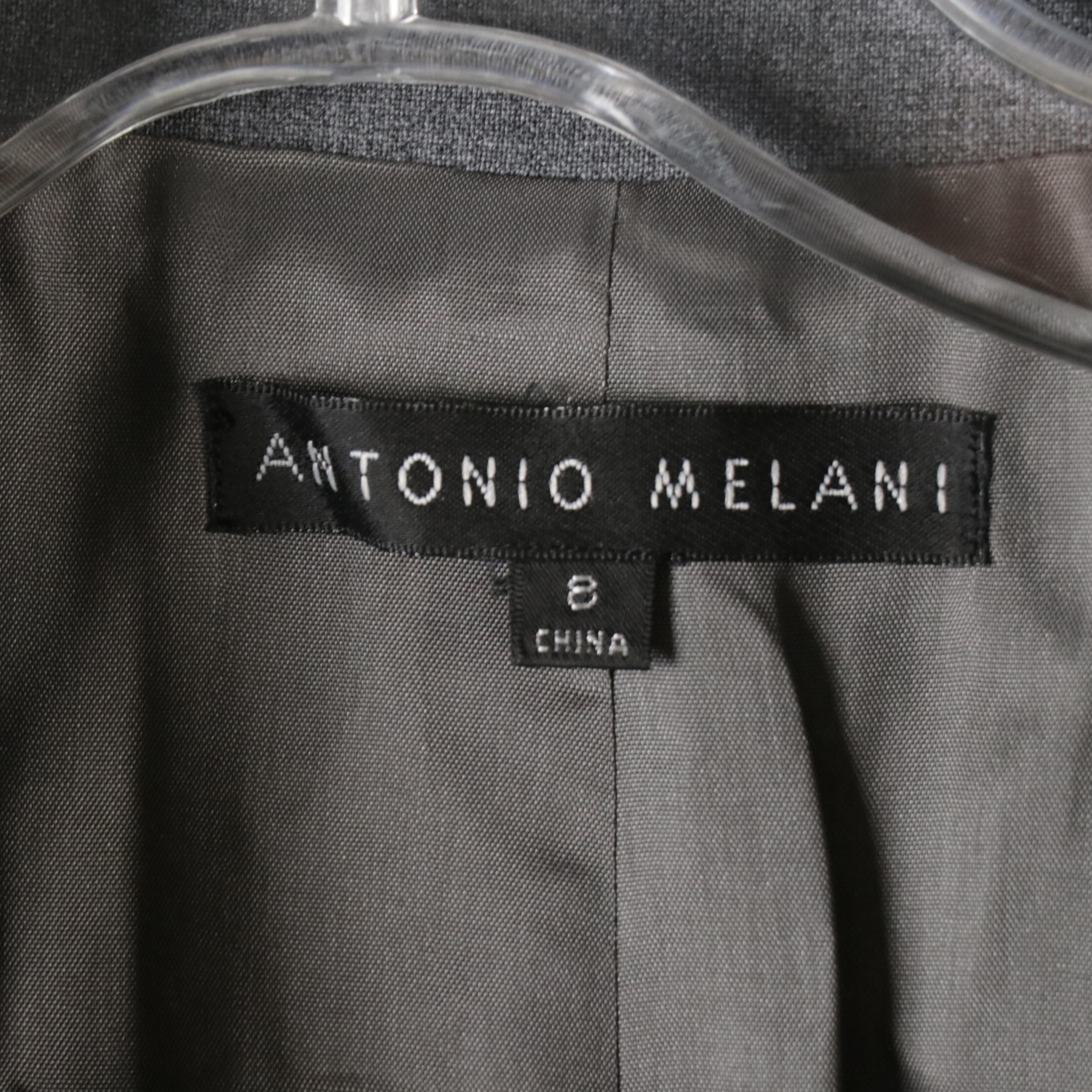 Antonio Melani Wool Double-Breasted Pantsuit and Light Gray Two-Piece Skirt Set