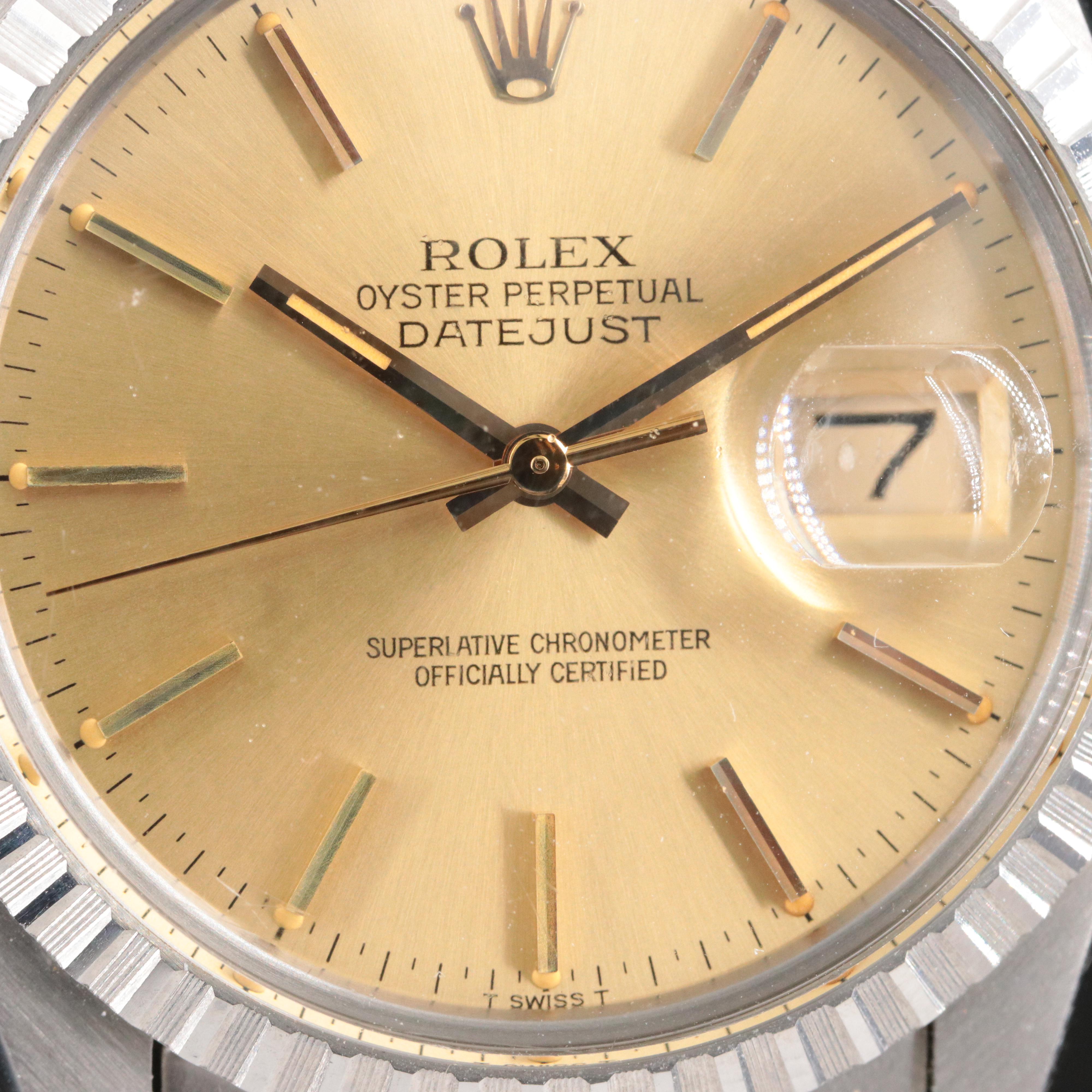 1983 Rolex Datejust Engine Turned Bezel Steel Watch