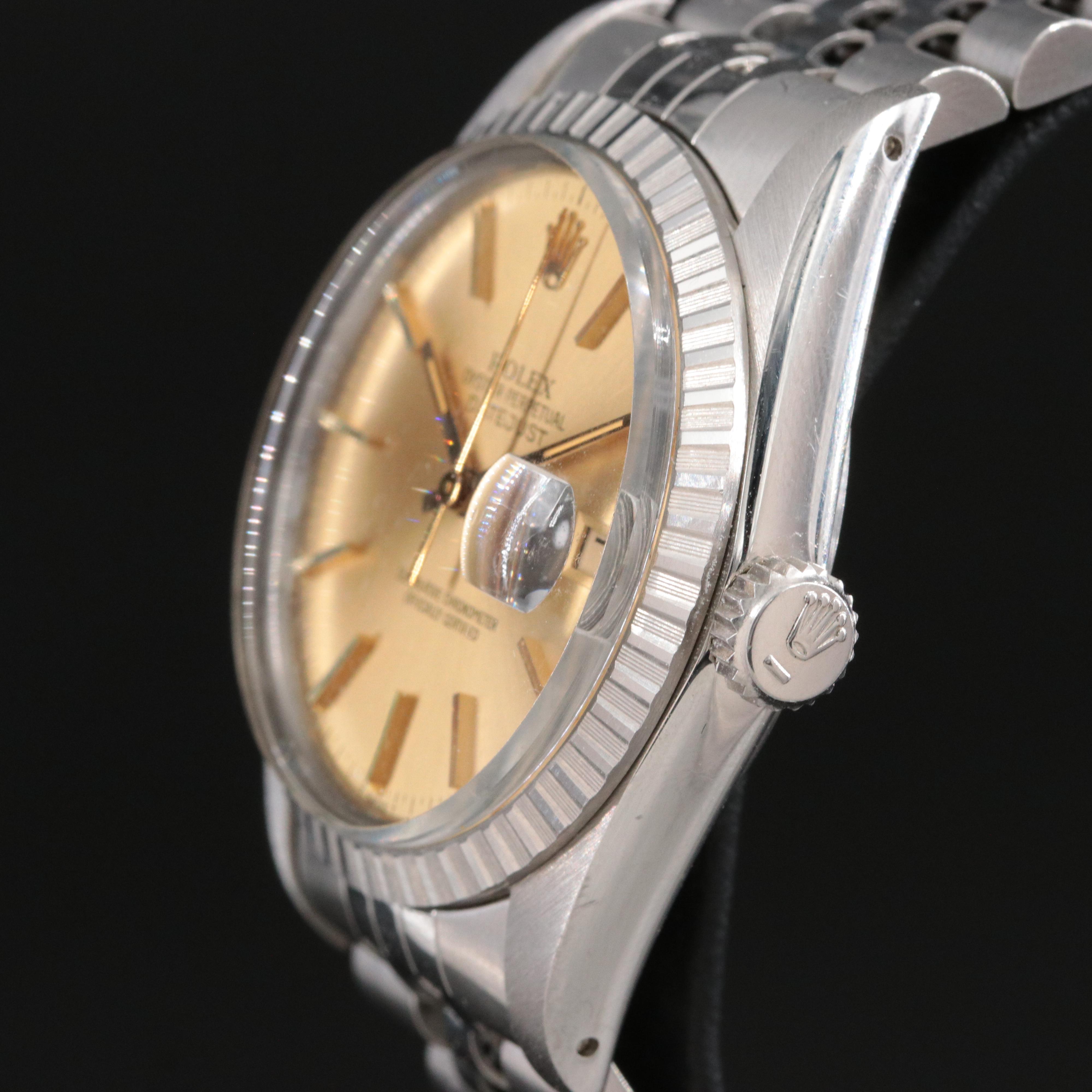 1983 Rolex Datejust Engine Turned Bezel Steel Watch