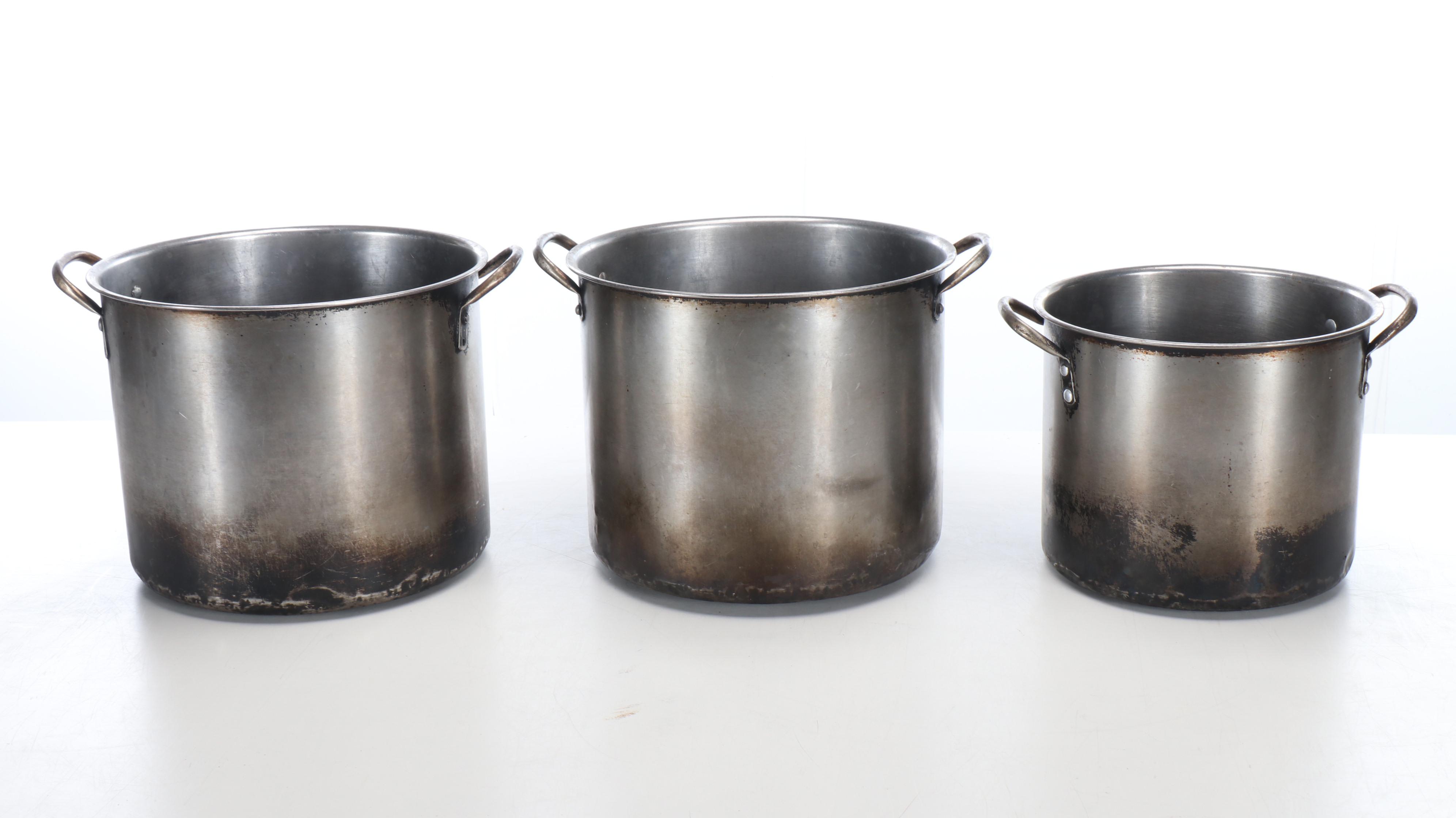 Commercial Grade Aluminum Stock Pots, Sauce Pan, Measuring Ladles with Strainer