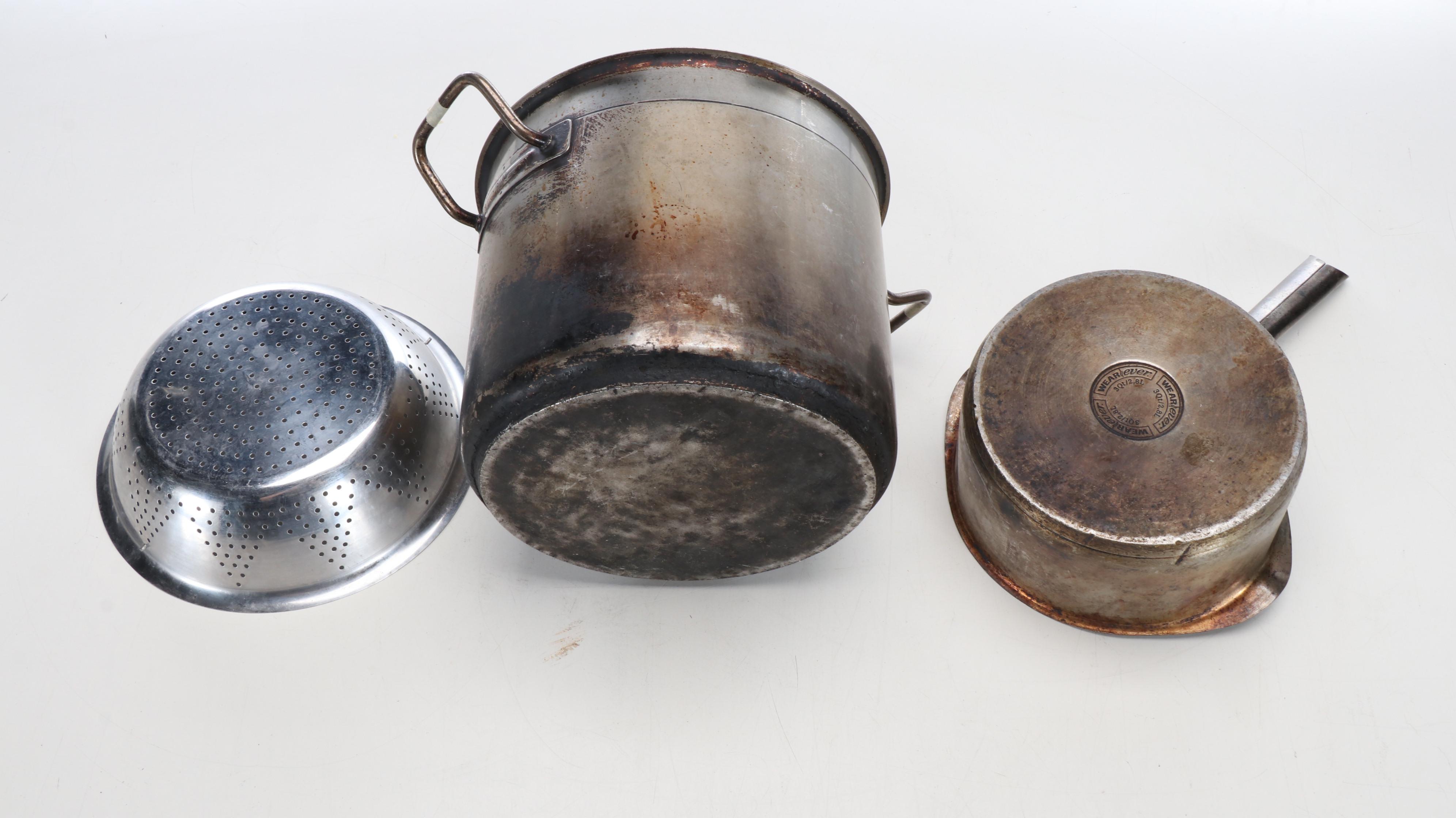 Commercial Grade Aluminum Stock Pots, Sauce Pan, Measuring Ladles with Strainer