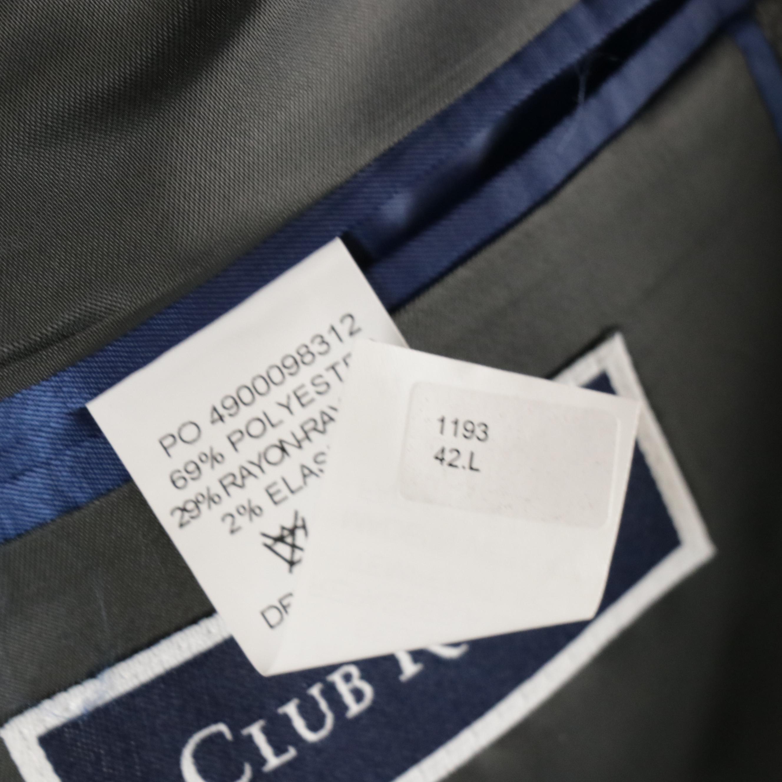 Men's Club Room Gray Two-Piece Suit and Navy Blue Blazer, with Tag