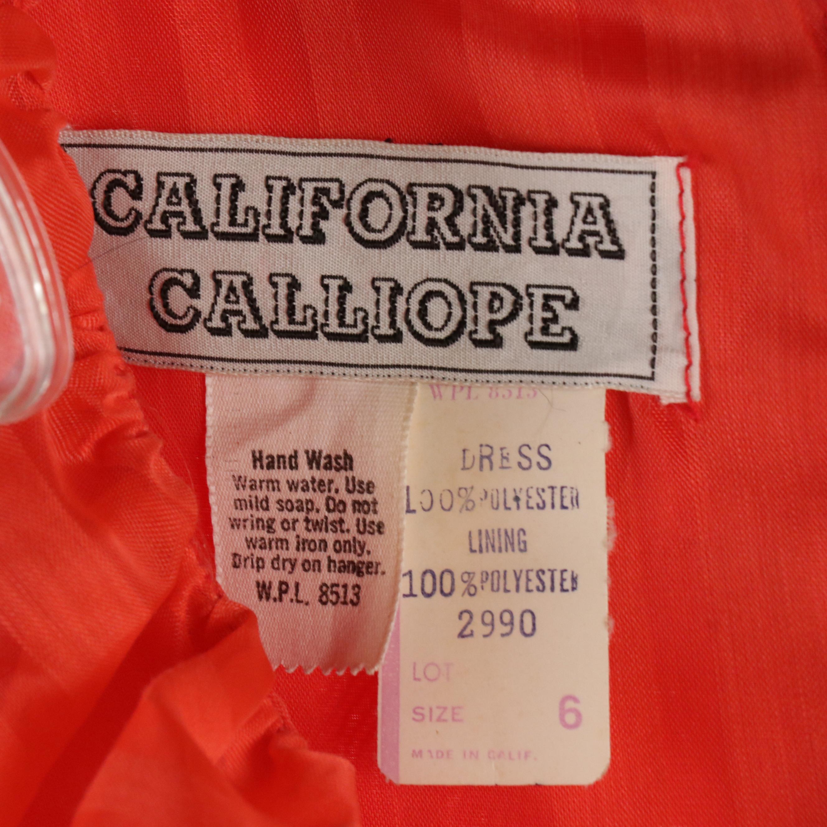 California Calliope Ruffle Maxi Dress and Lizette Creations Ruched Dress, 1970s