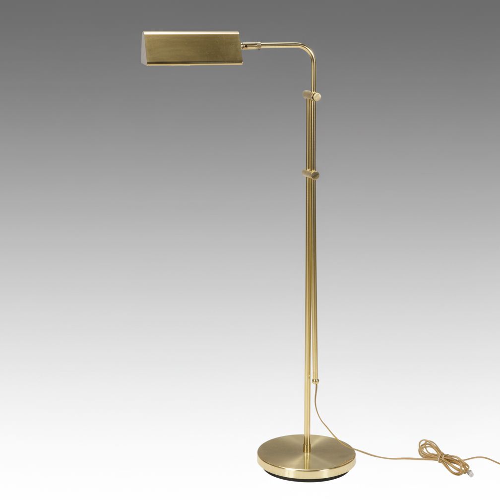 Brushed Brass Finish Pharmacy Style Floor Lamp, Late 20th Century