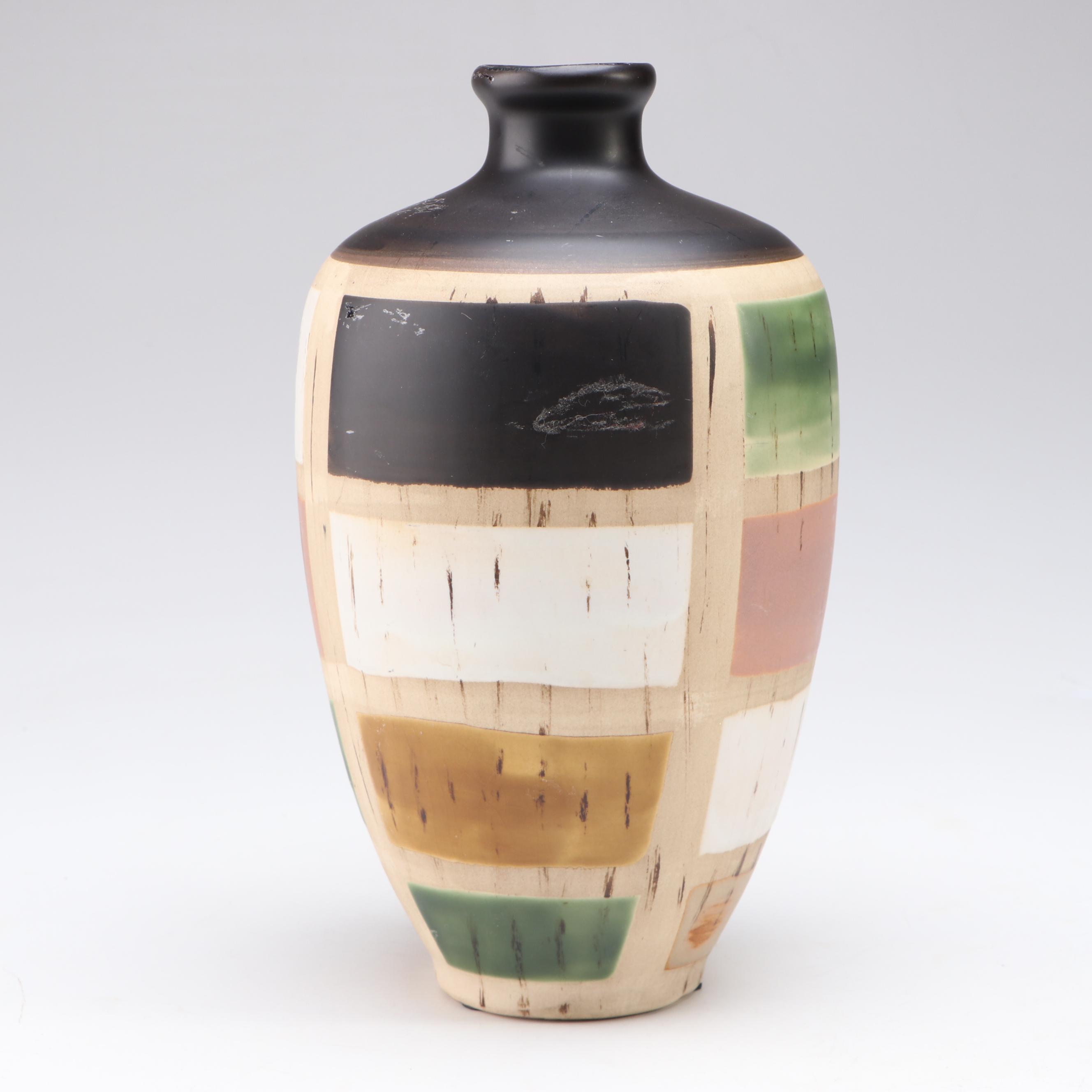 Geometric Pattern Ceramic Vase