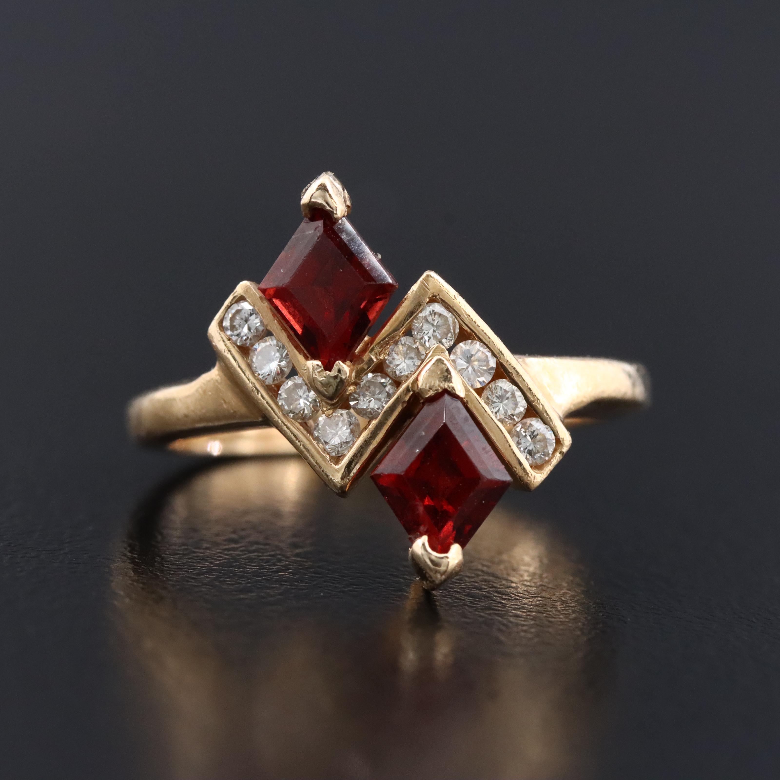 14K Garnet and Diamond Ring