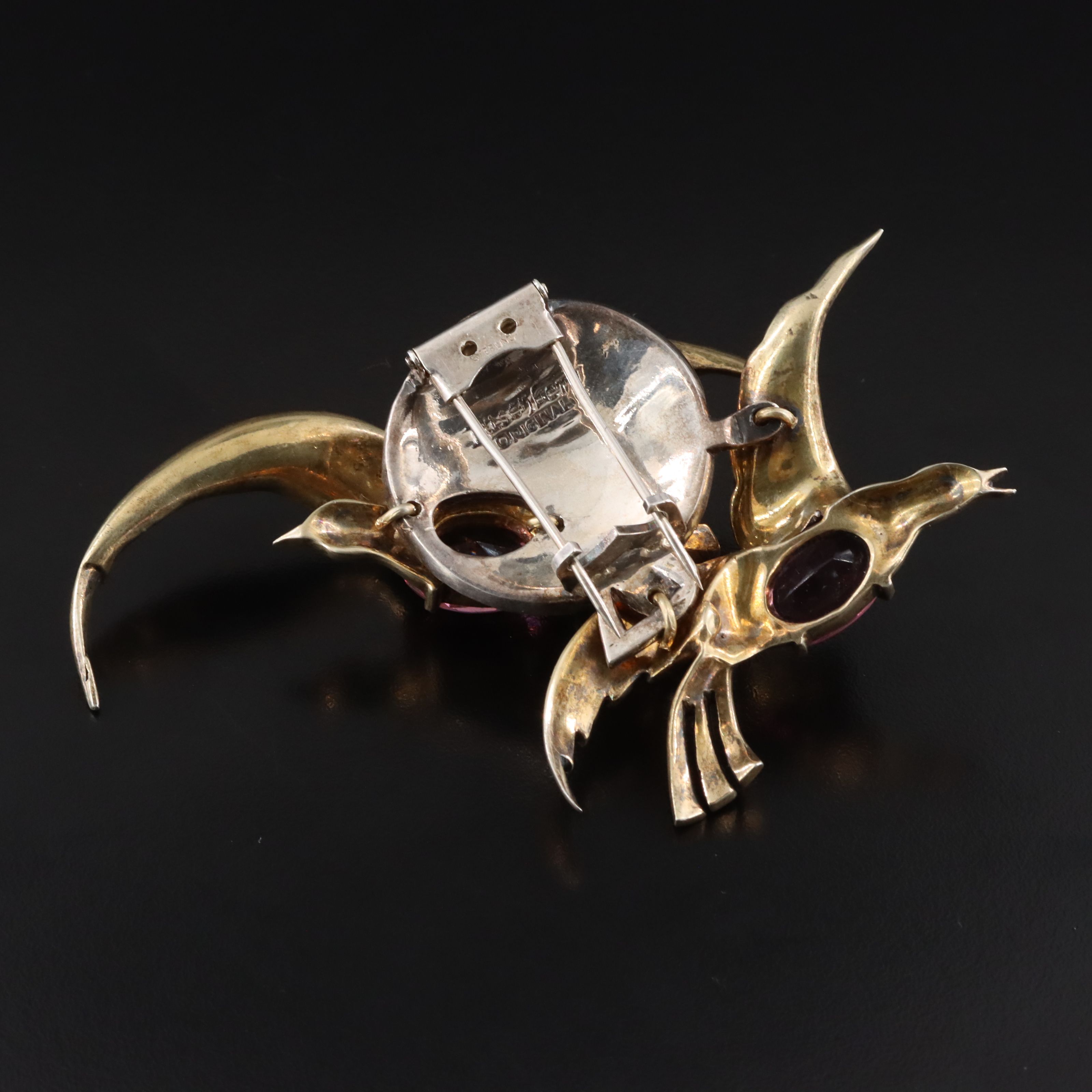 1940s Eisenberg Original Crystal Bird and Moon Brooch