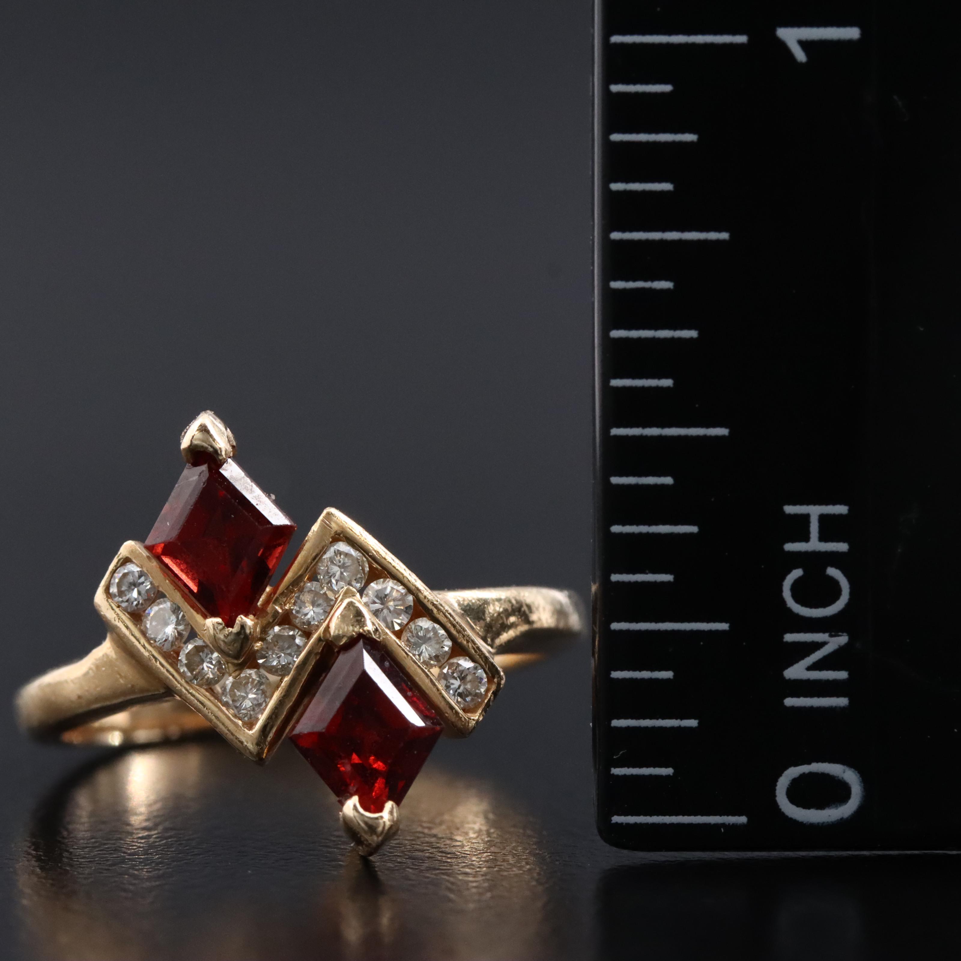 14K Garnet and Diamond Ring