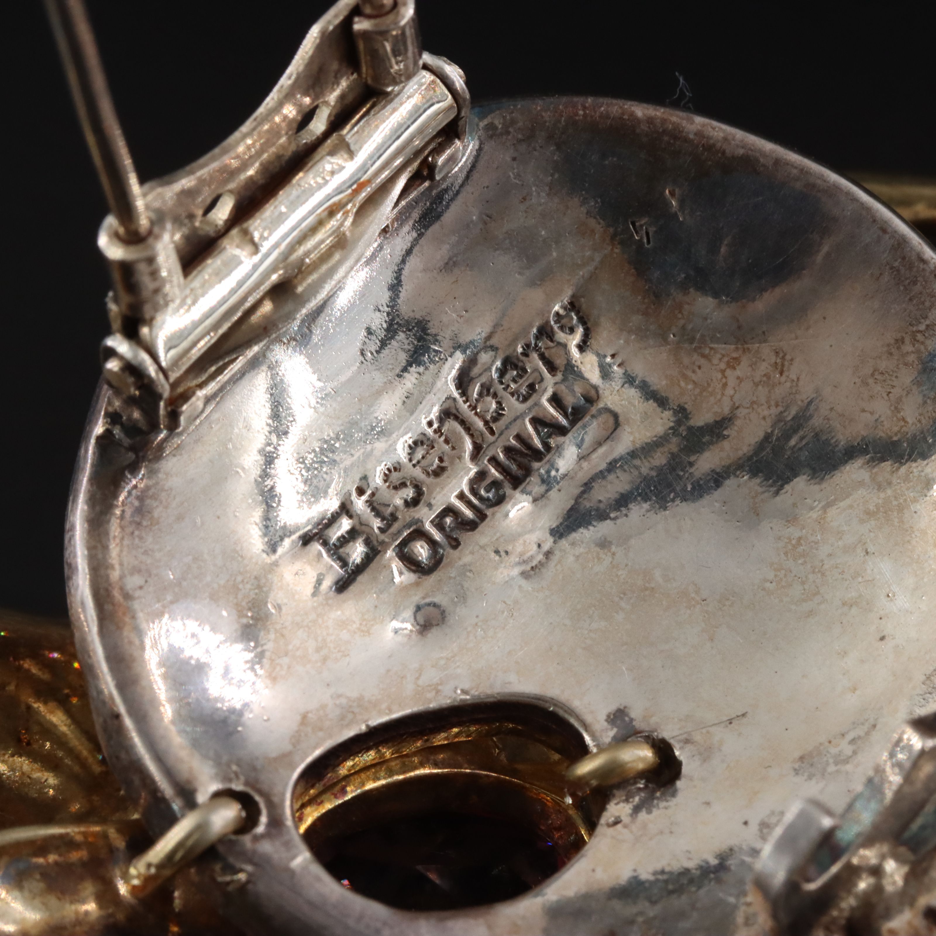 1940s Eisenberg Original Crystal Bird and Moon Brooch