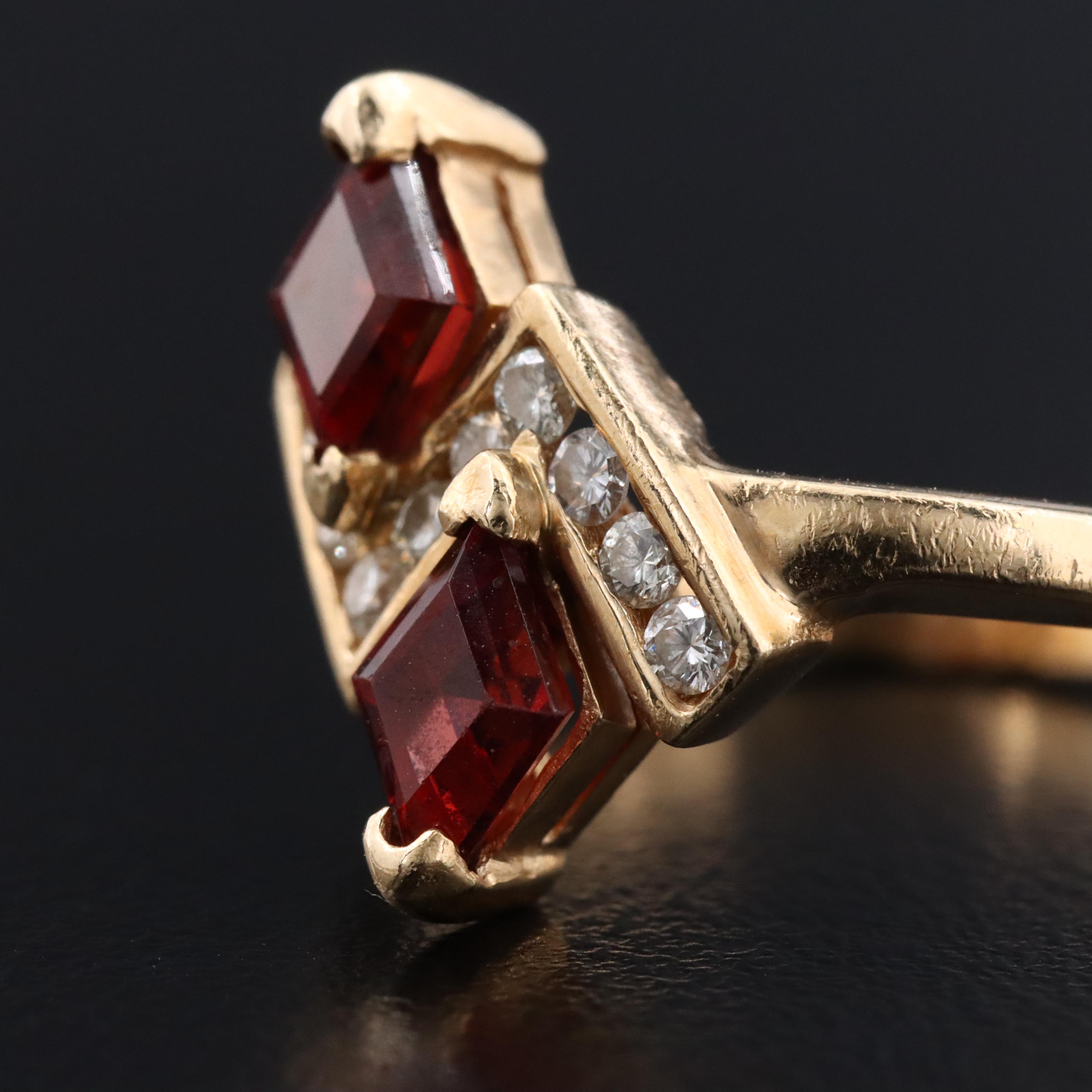 14K Garnet and Diamond Ring