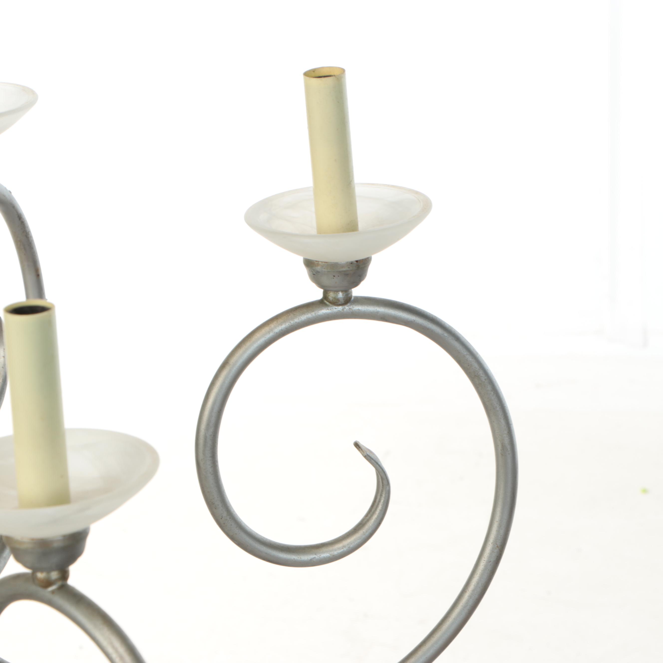 Brushed Pewter Finish Wrought Metal Contemporary Chandelier