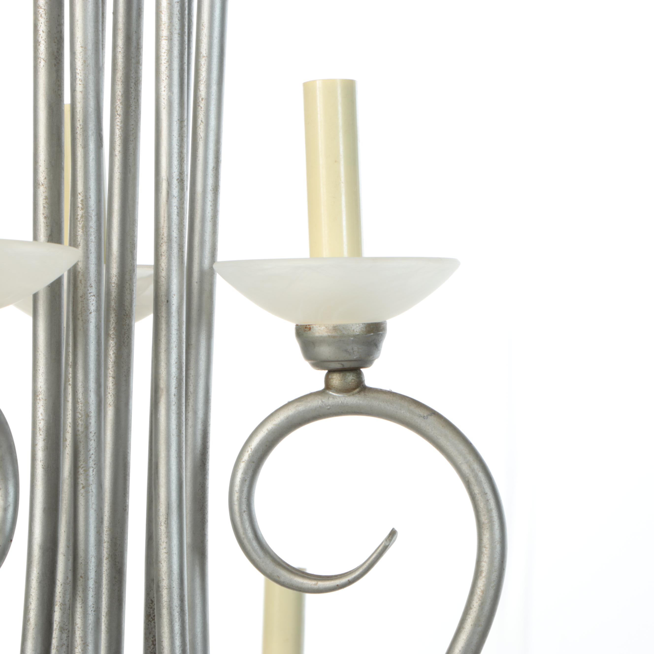 Brushed Pewter Finish Wrought Metal Contemporary Chandelier