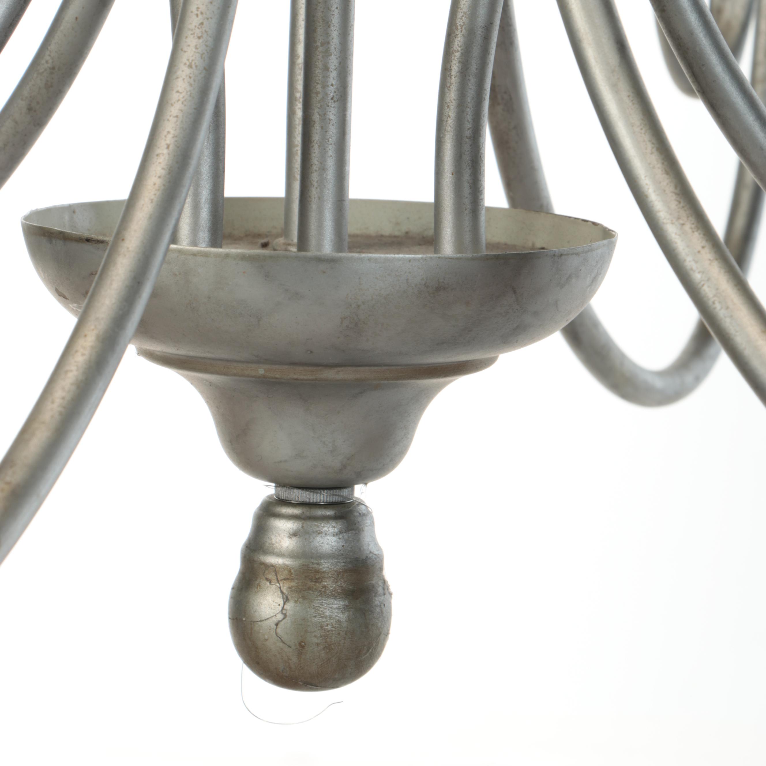 Brushed Pewter Finish Wrought Metal Contemporary Chandelier