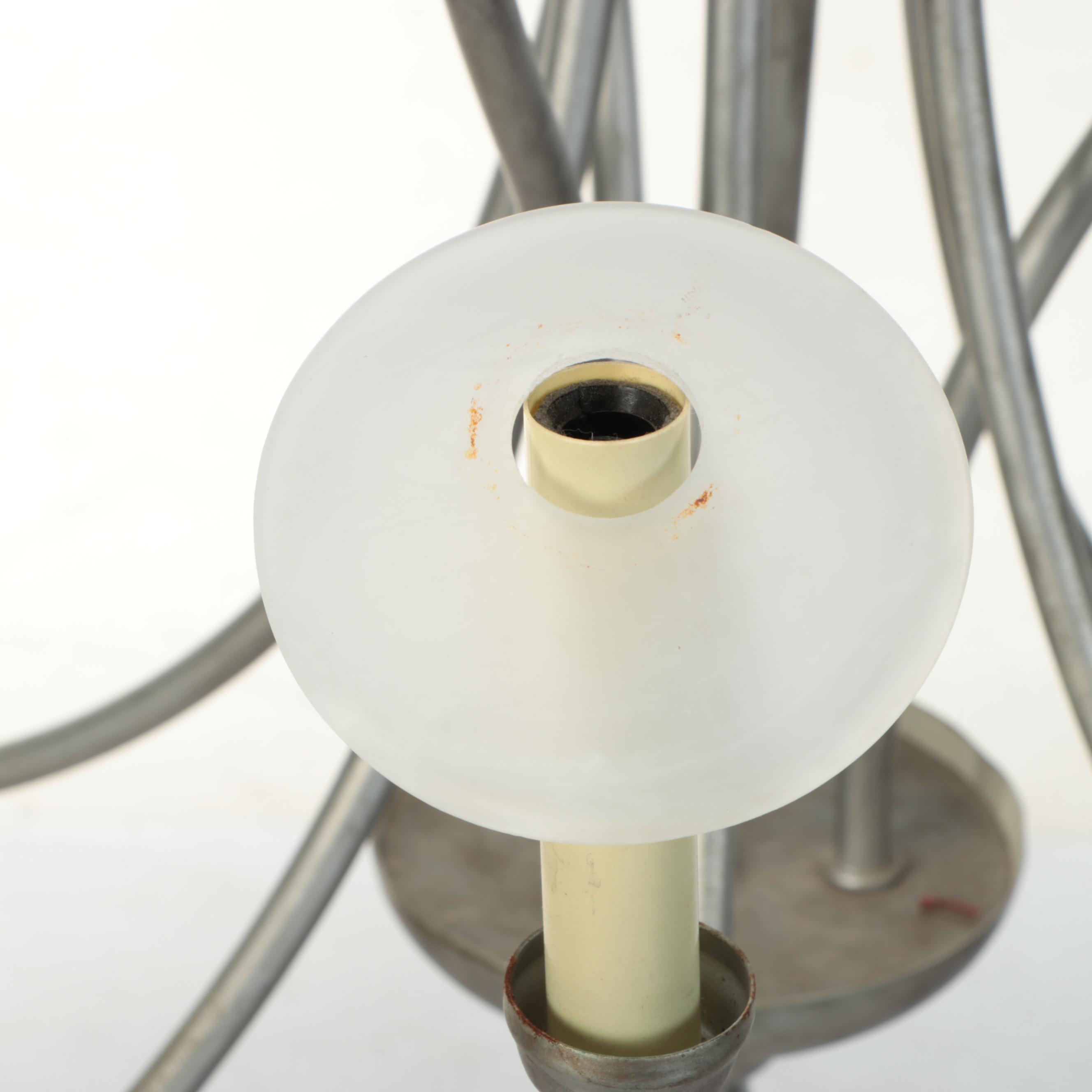 Brushed Pewter Finish Wrought Metal Contemporary Chandelier