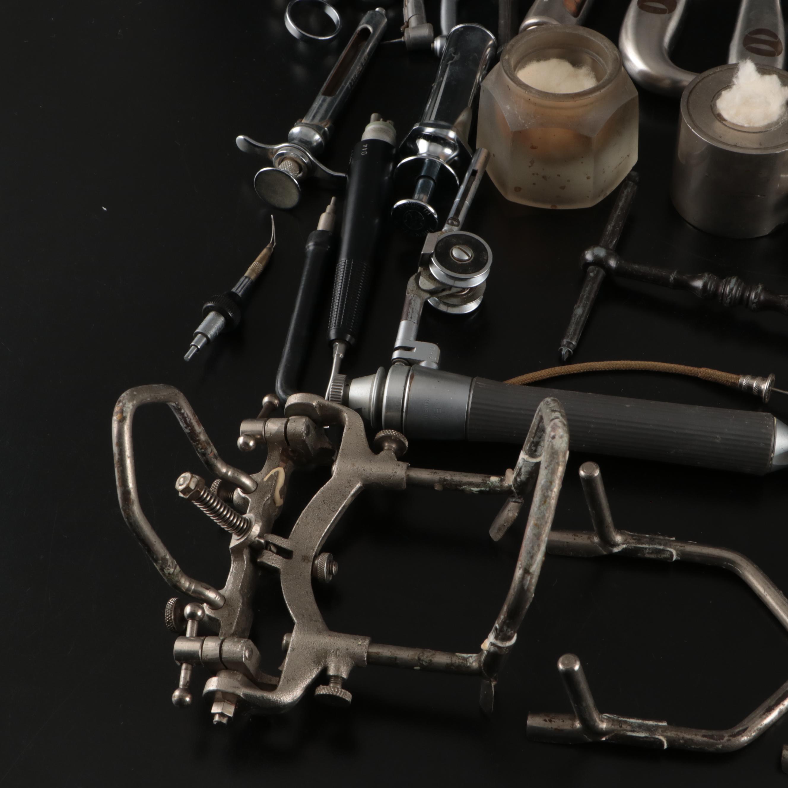 Novol Anestube Syringe with Glass Atomizers and More Vintage Dental Tools