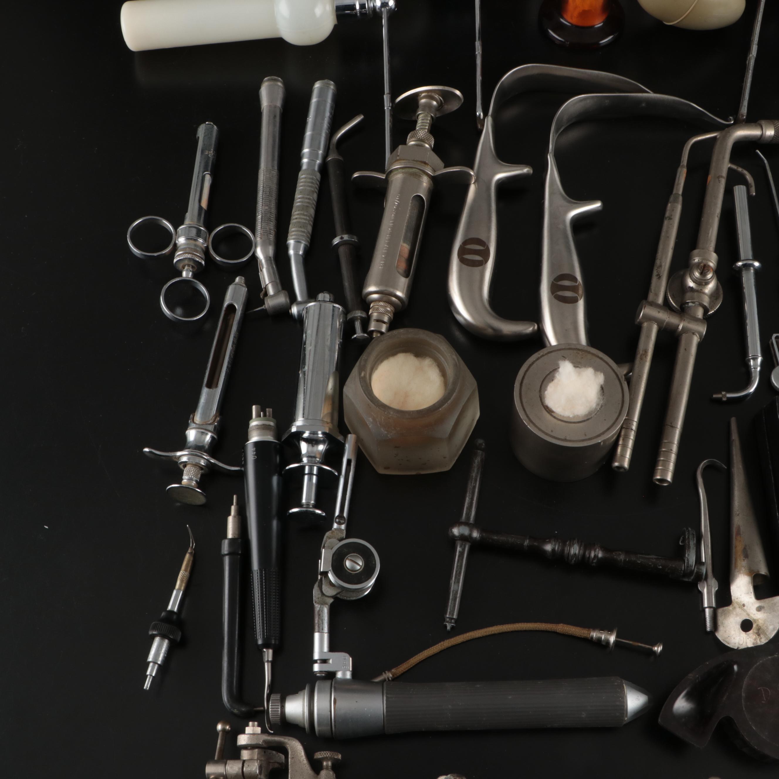 Novol Anestube Syringe with Glass Atomizers and More Vintage Dental Tools