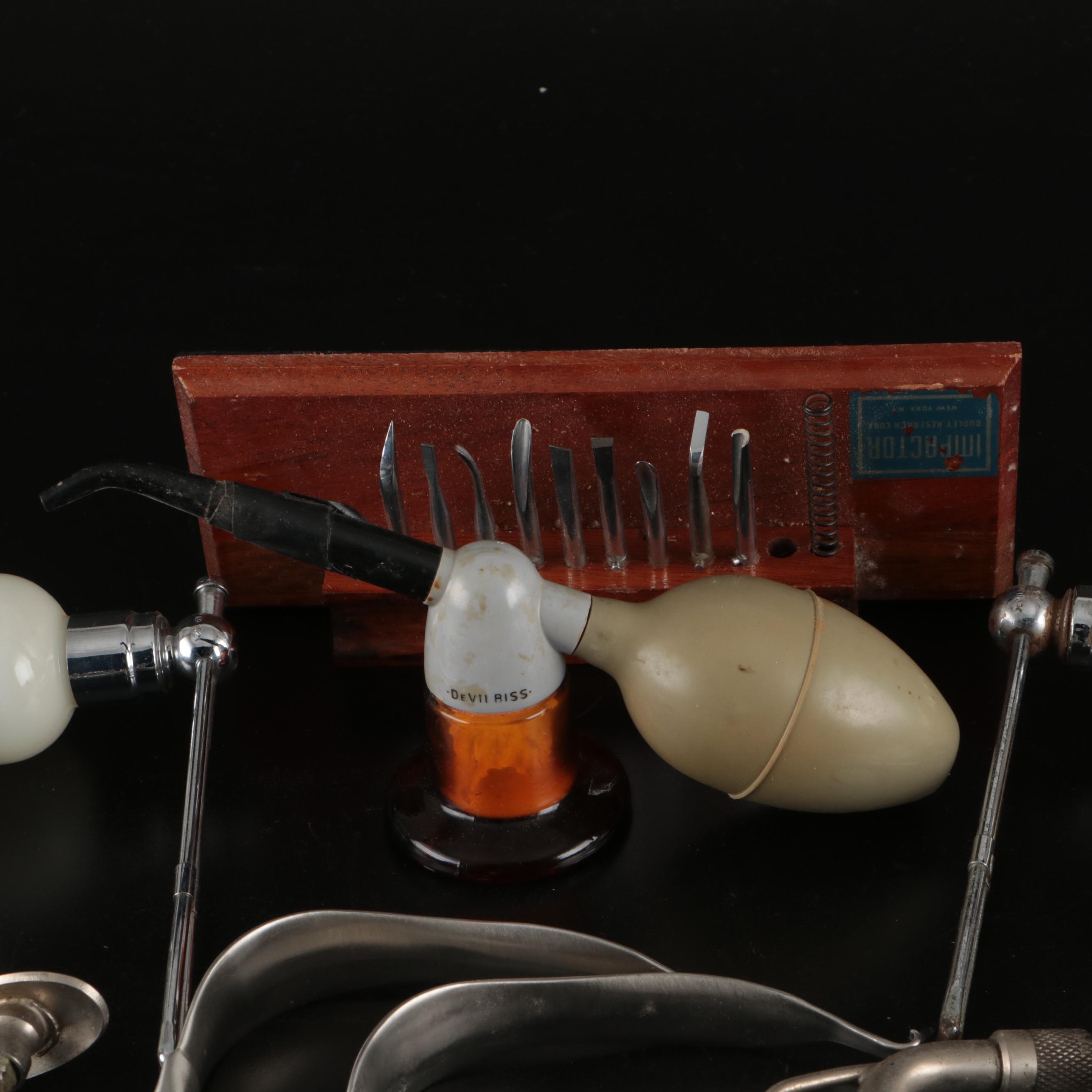 Novol Anestube Syringe with Glass Atomizers and More Vintage Dental Tools