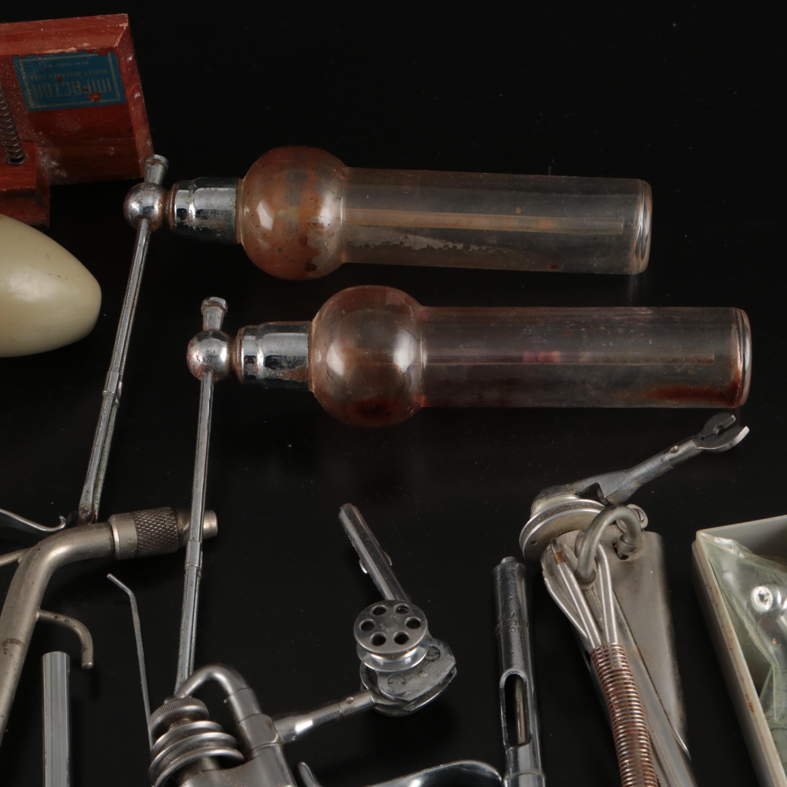 Novol Anestube Syringe with Glass Atomizers and More Vintage Dental Tools