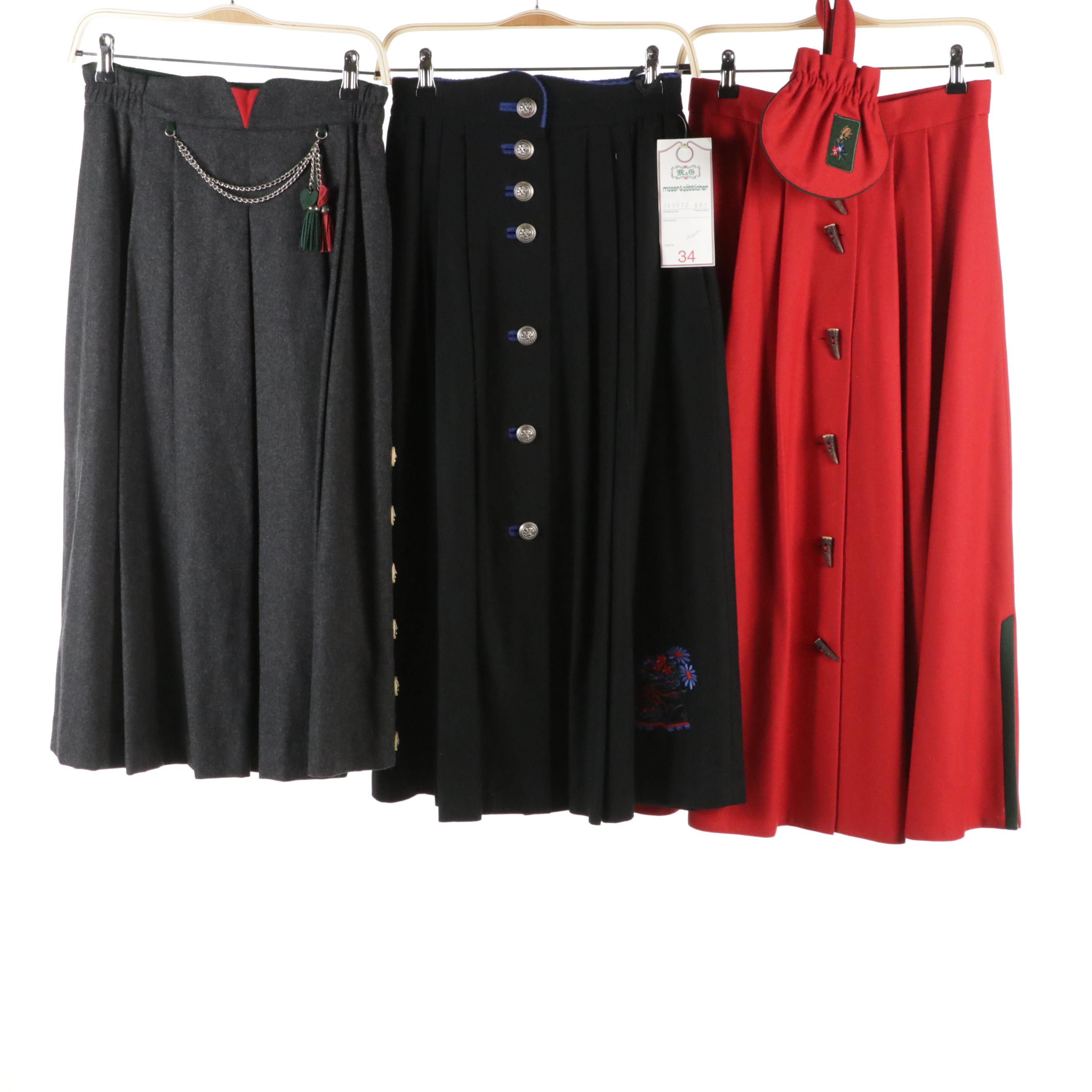 Trachtenmoden Alpentraum Pleated Midi Skirts, Crop Jacket, and Cardigan in Wool