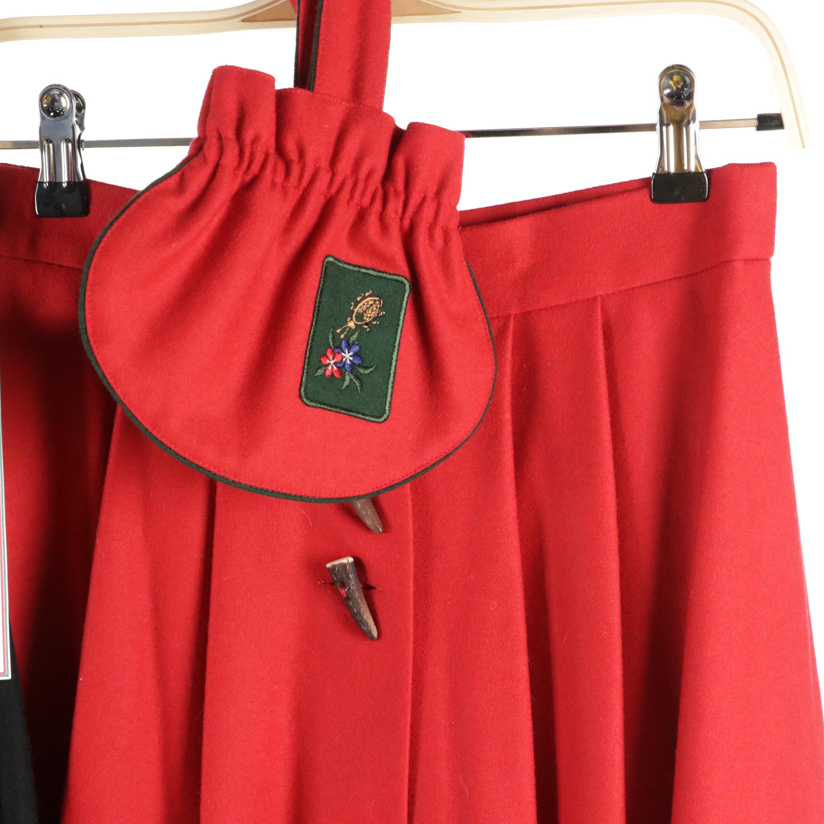 Trachtenmoden Alpentraum Pleated Midi Skirts, Crop Jacket, and Cardigan in Wool